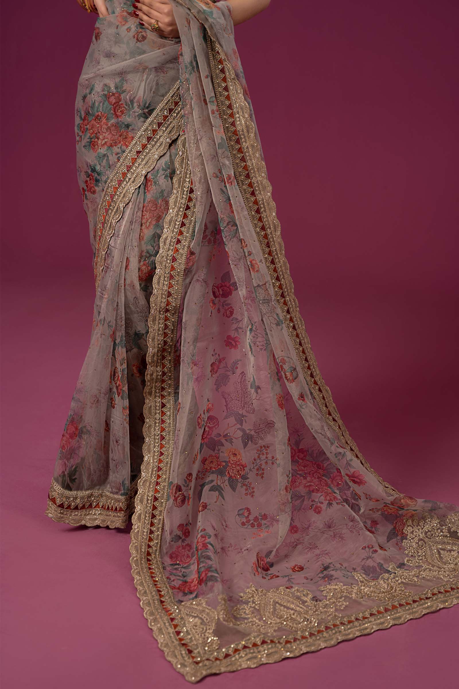 Embroidered Organza Saree