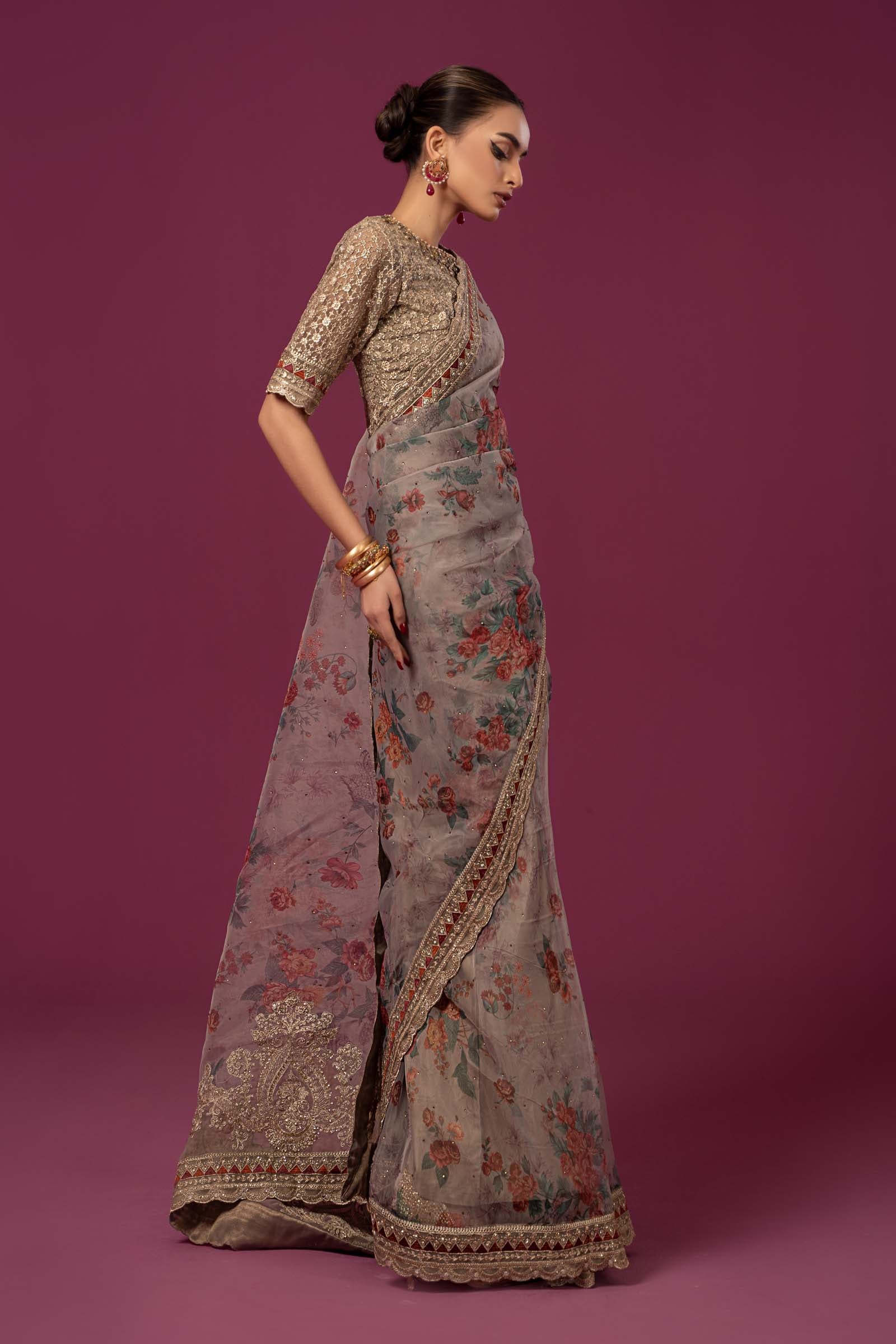 Embroidered Organza Saree