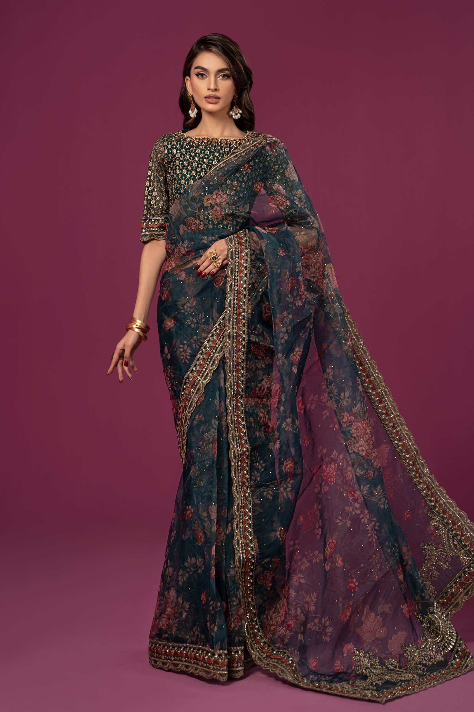 Embroidered Organza Saree