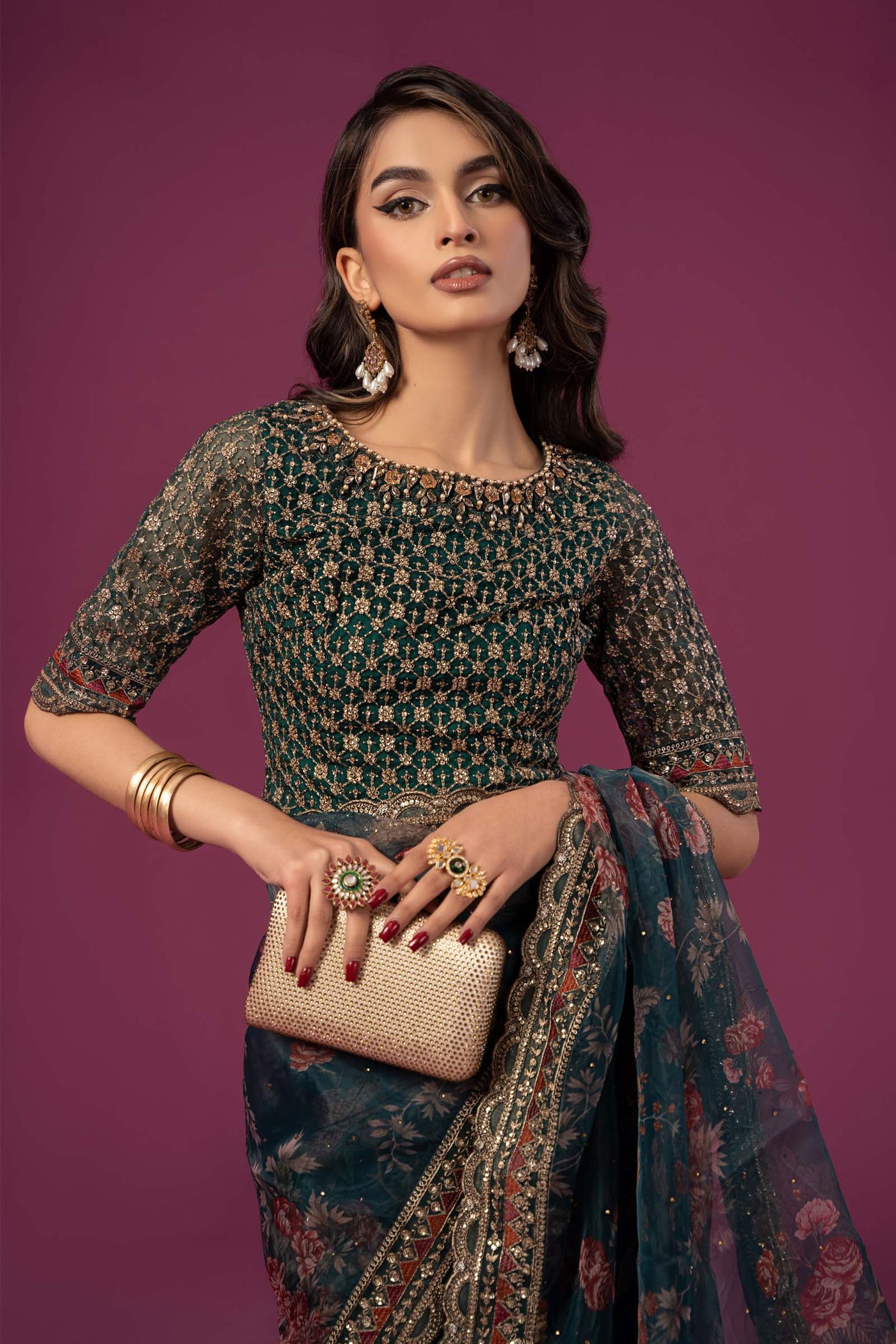 Embroidered Organza Saree