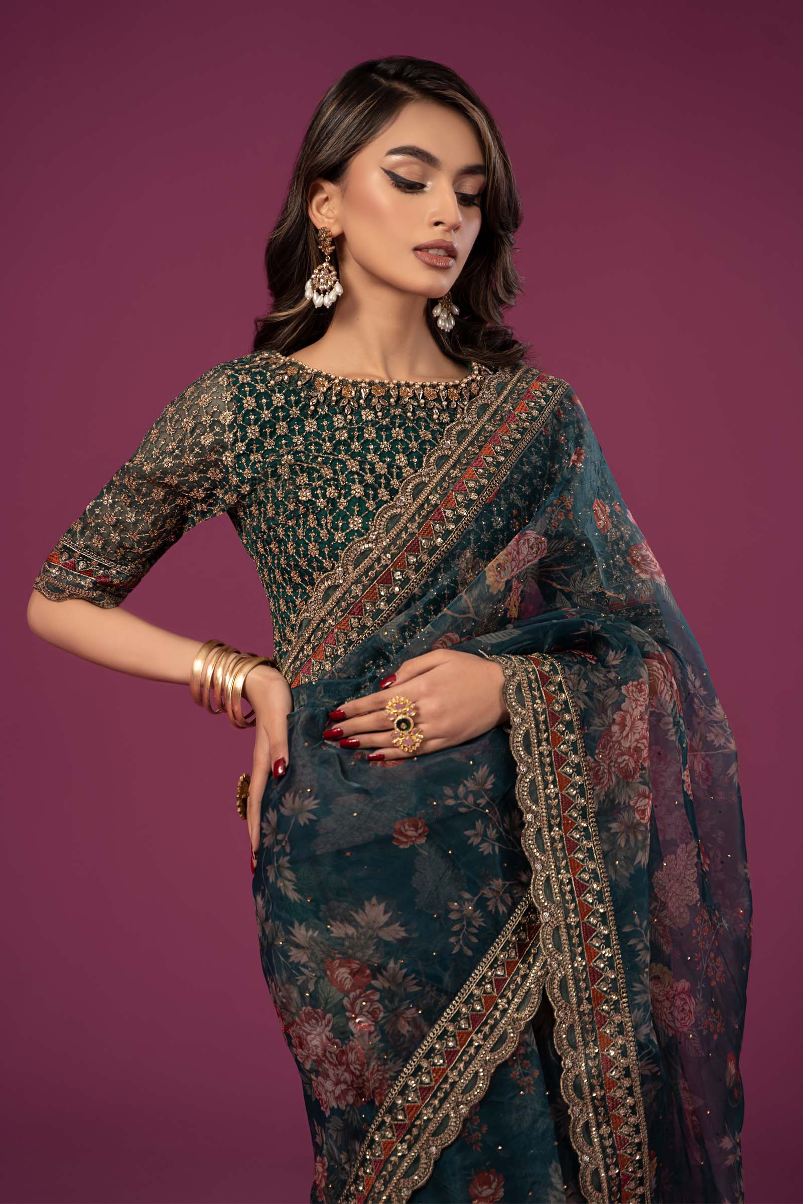 Embroidered Organza Saree