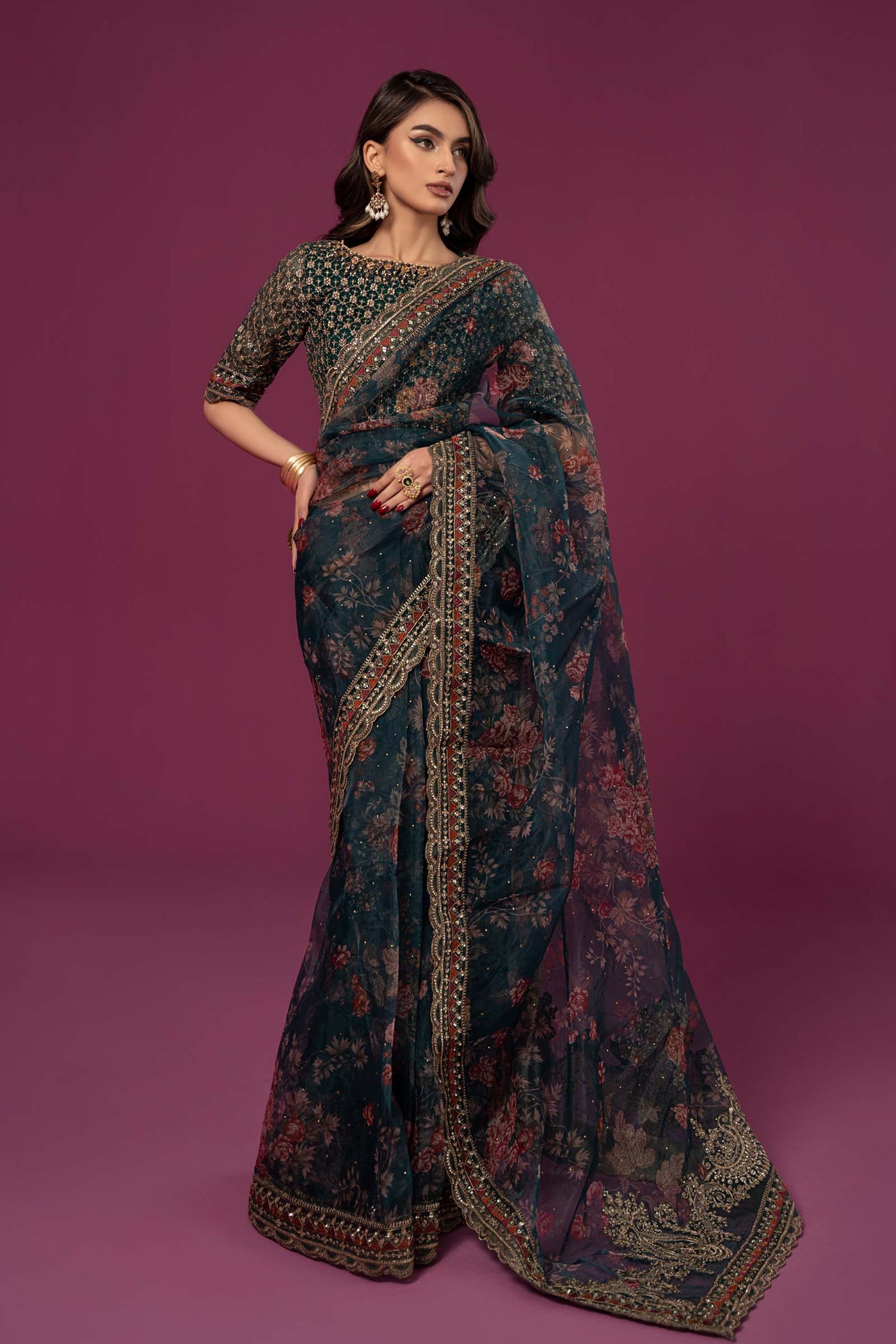 Embroidered Organza Saree