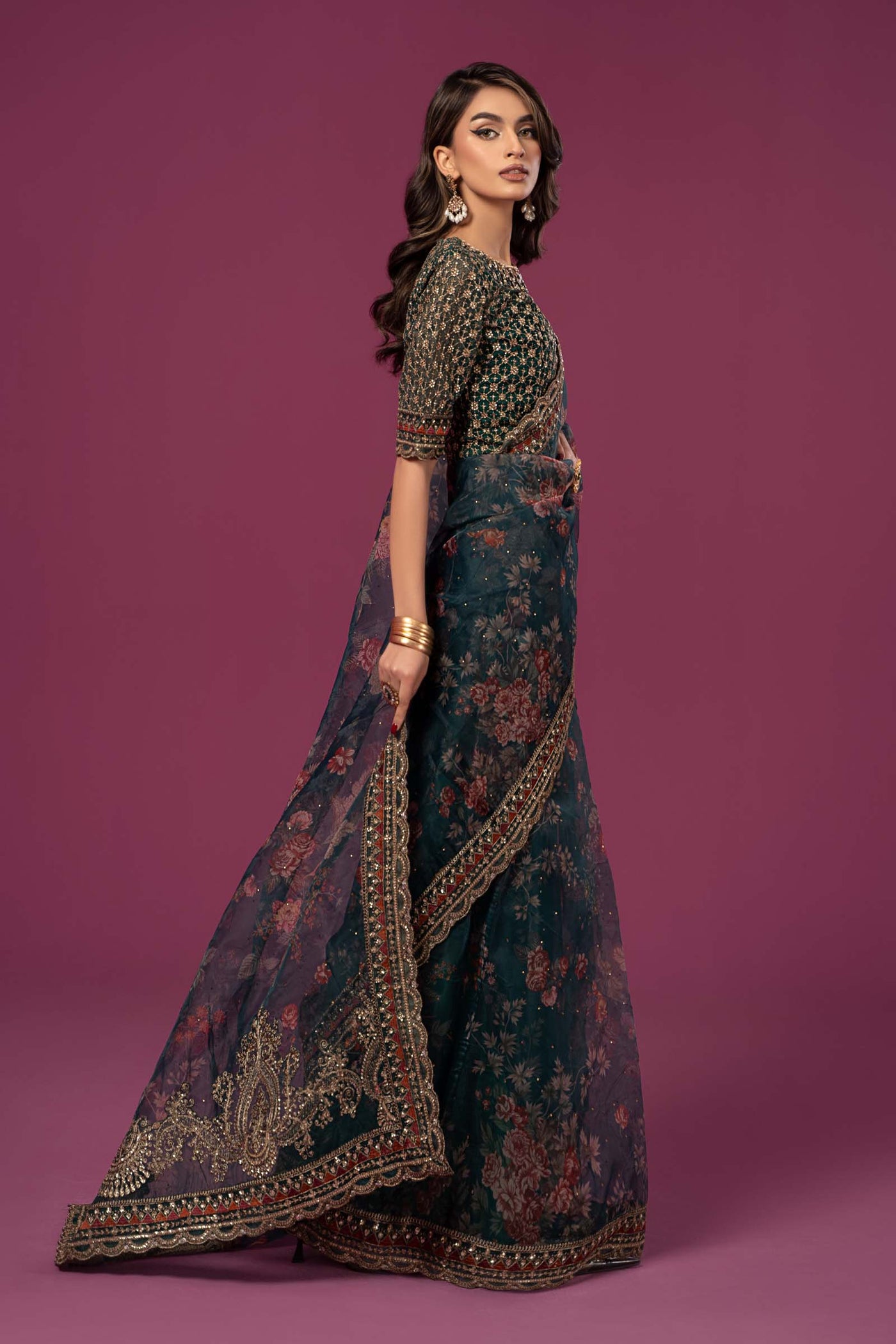 Embroidered Organza Saree