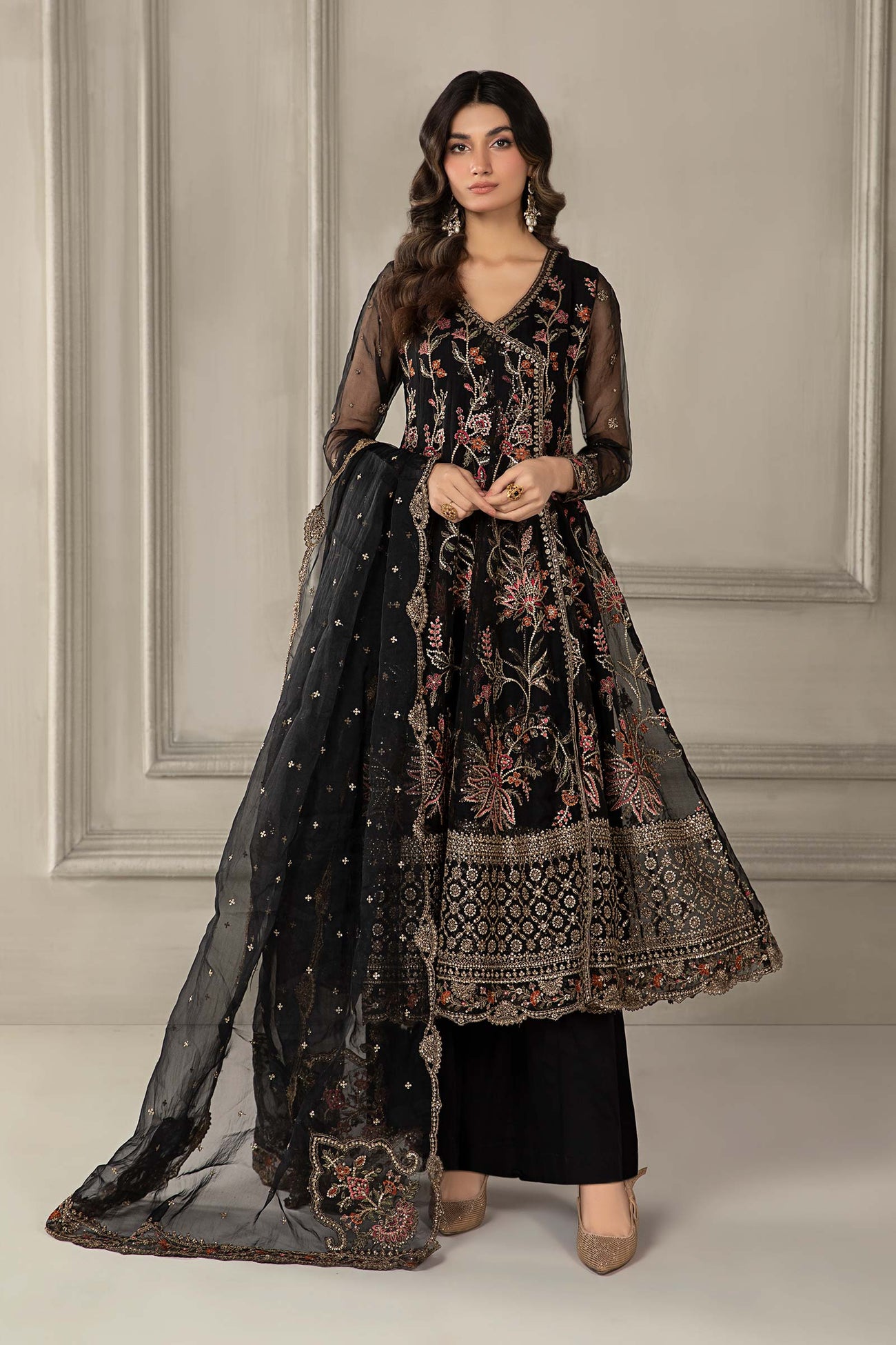 3 Piece Embroidered Organza Suit