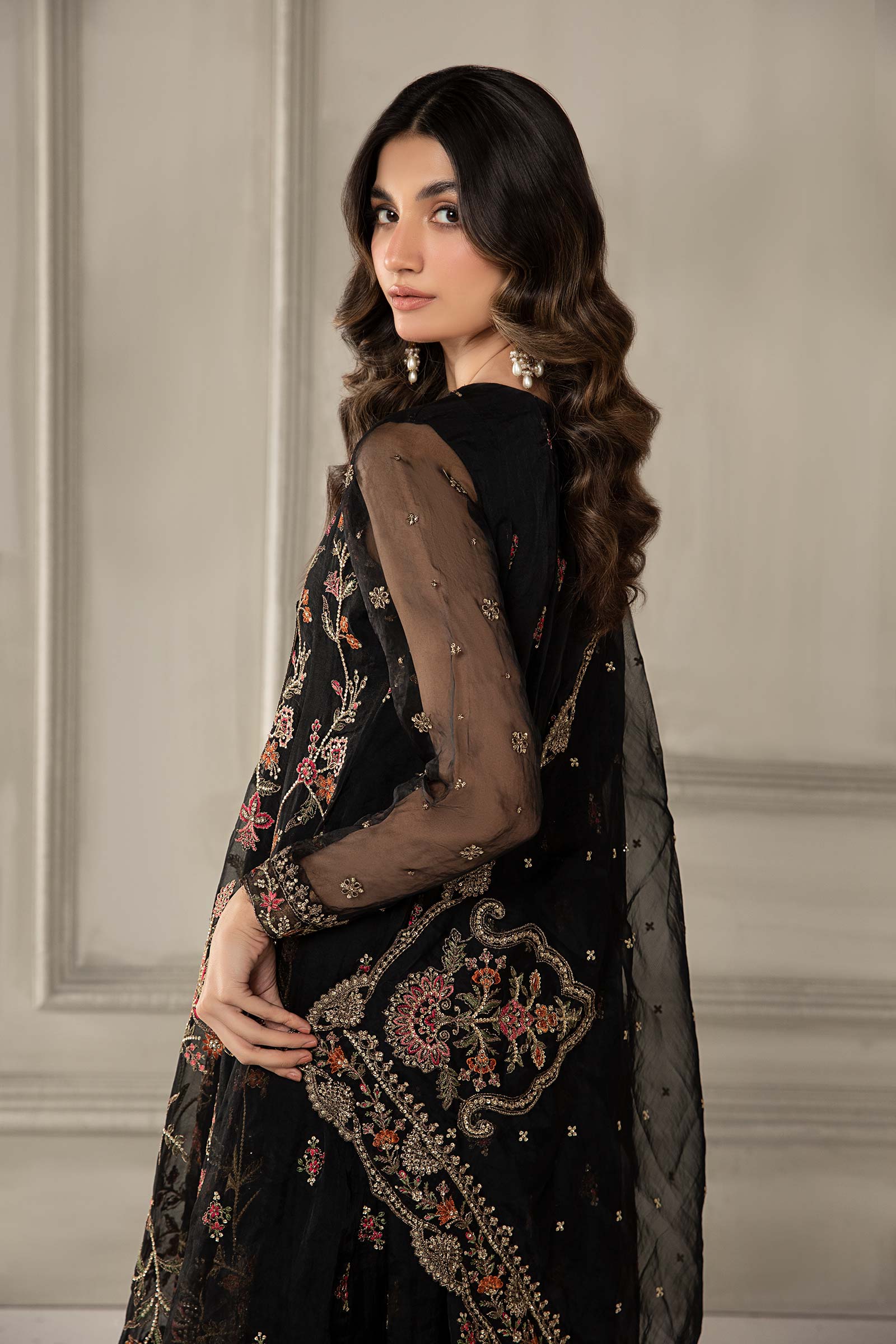 3 Piece Embroidered Organza Suit
