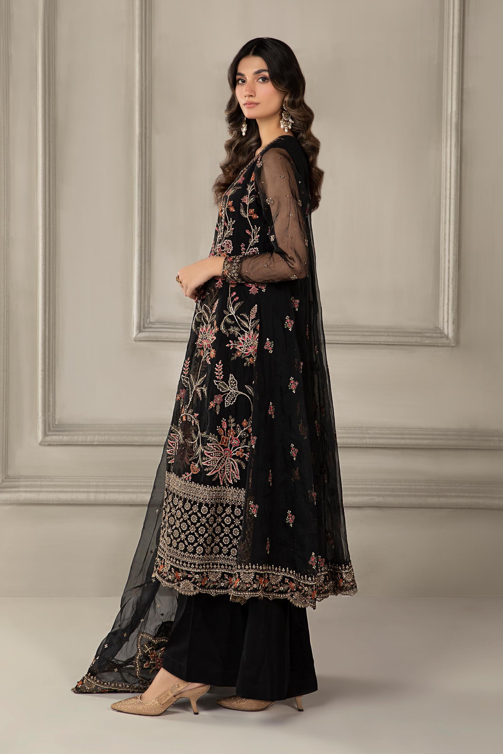 3 Piece Embroidered Organza Suit