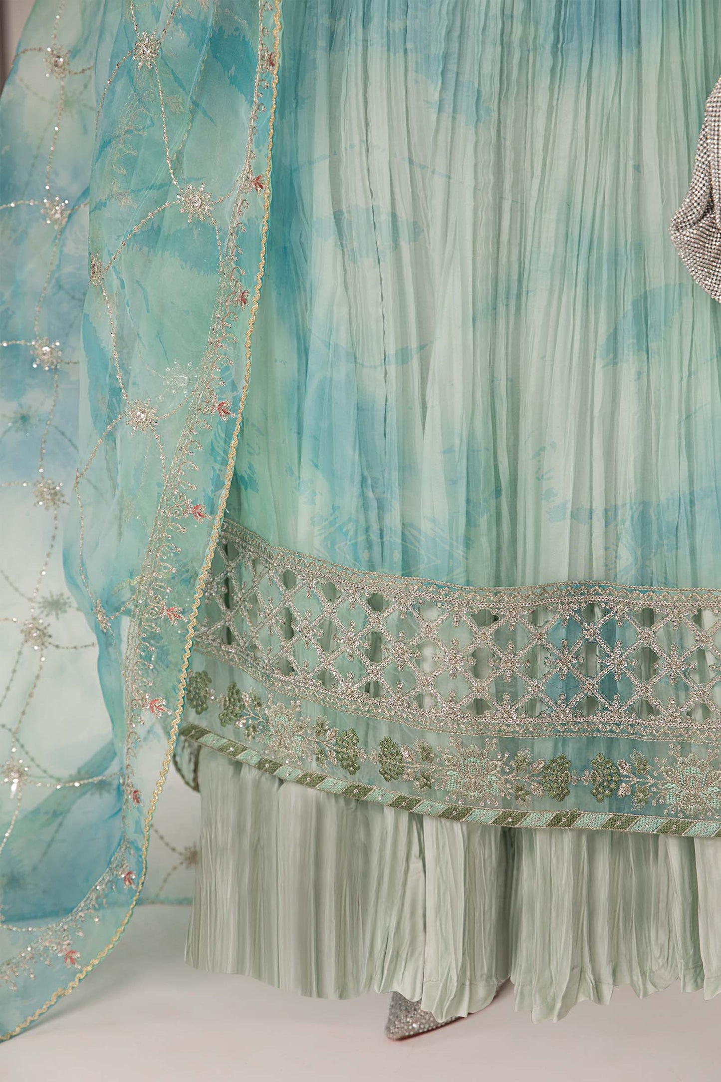 3 Piece Embroidered Organza Suit