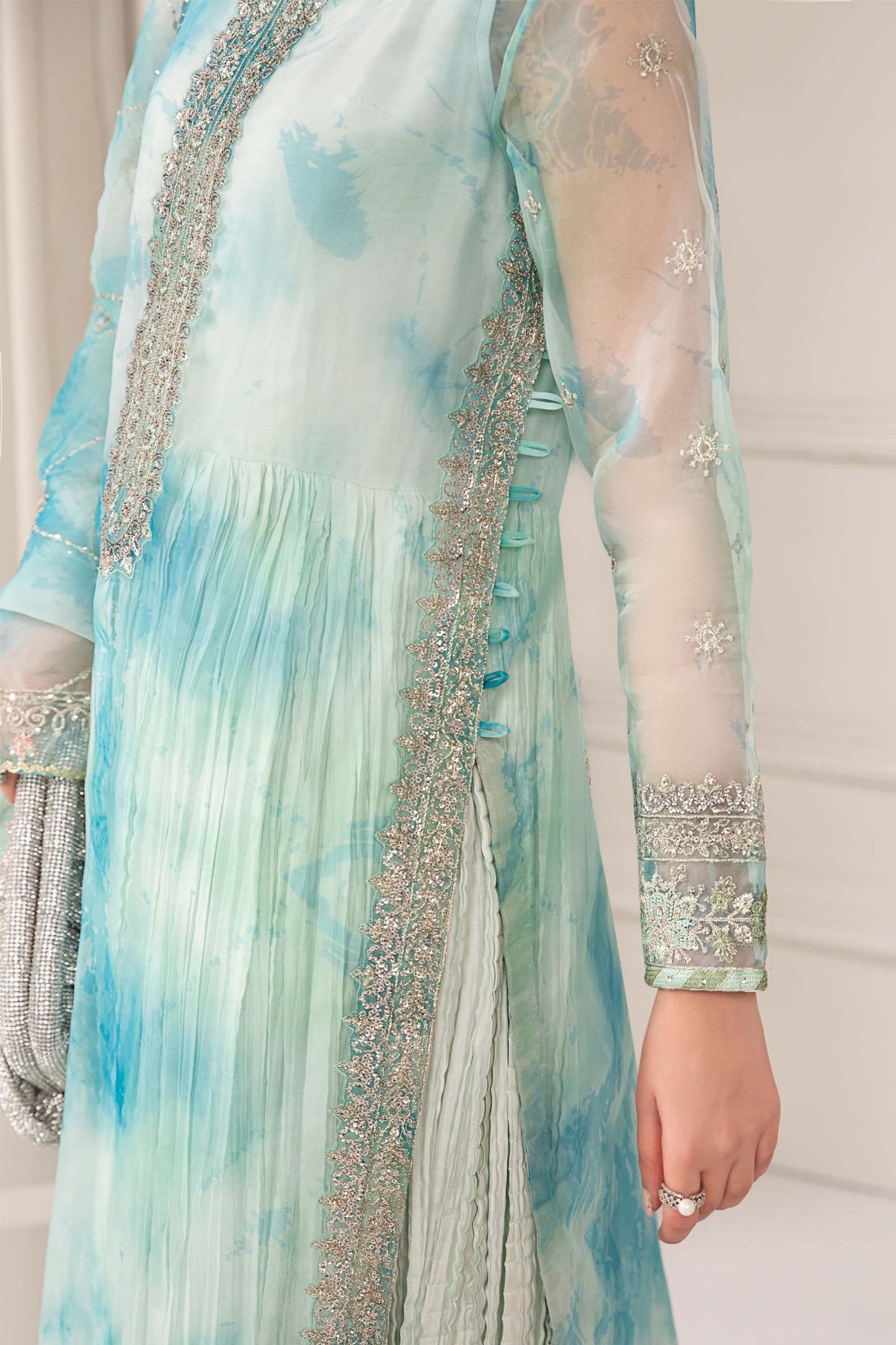 3 Piece Embroidered Organza Suit