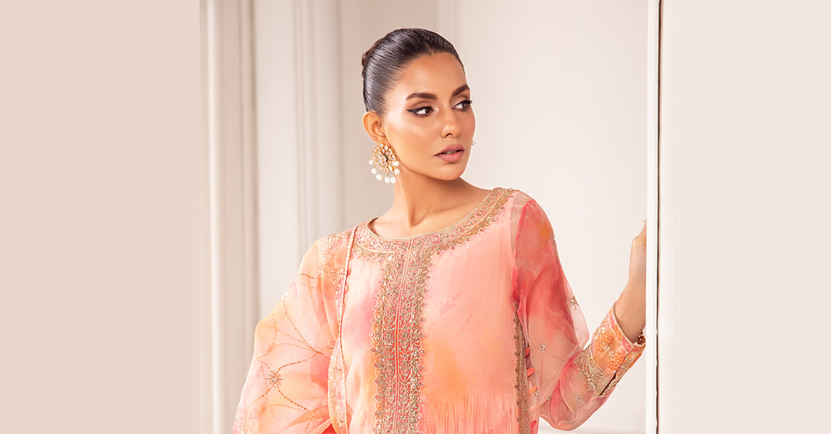 3 Piece Embroidered Organza Suit