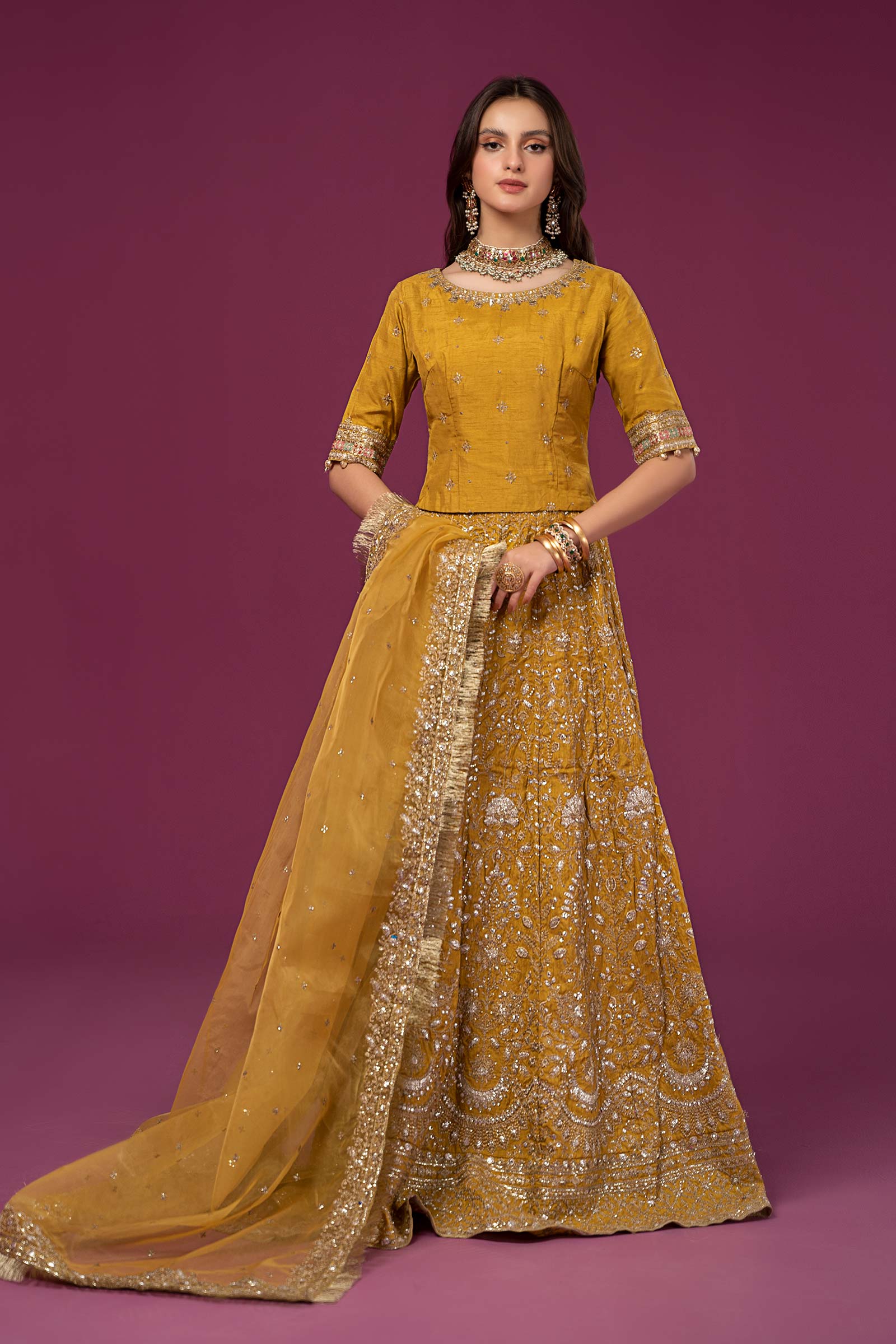 3 Piece Embroidered Raw Silk Suit