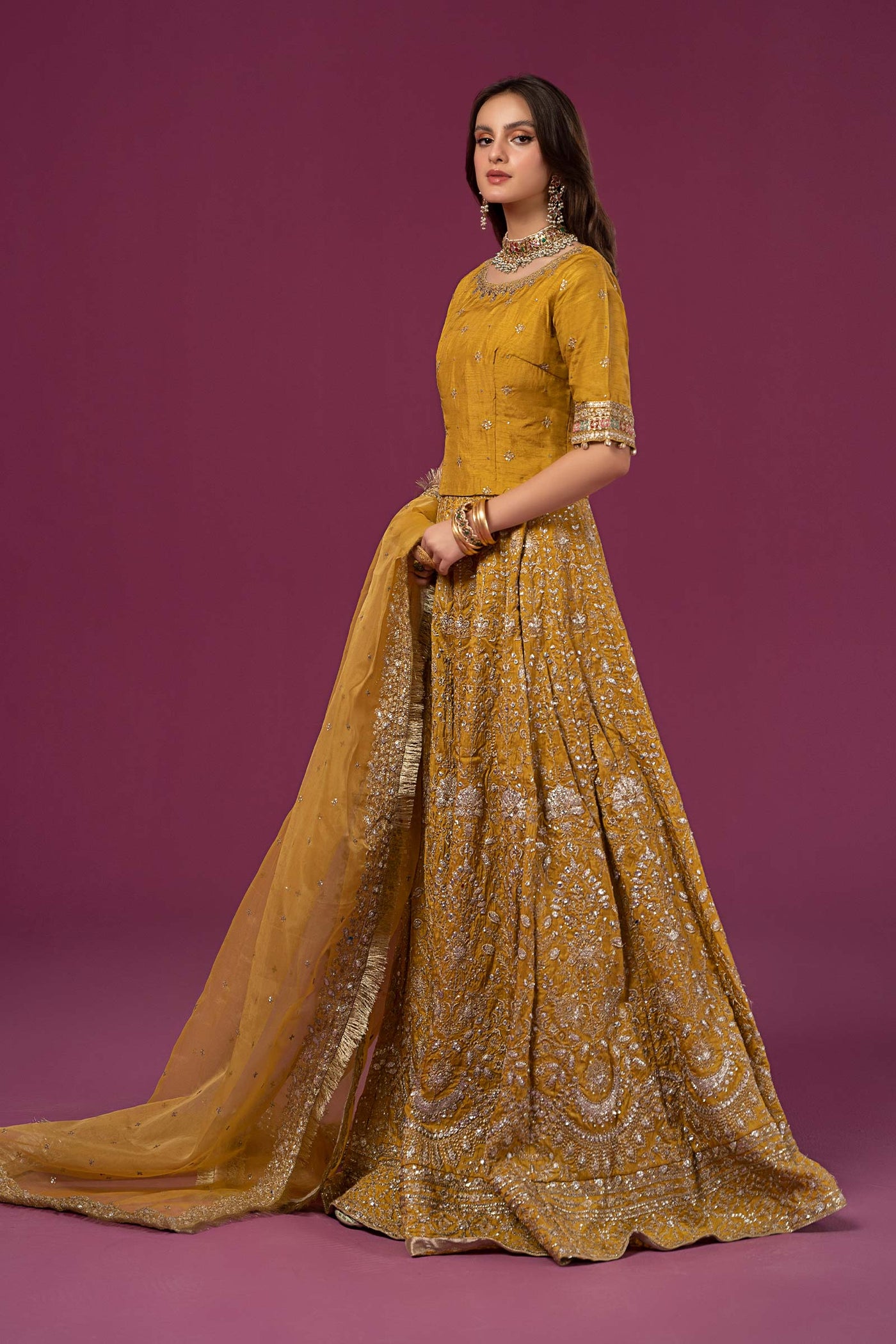 3 Piece Embroidered Raw Silk Suit
