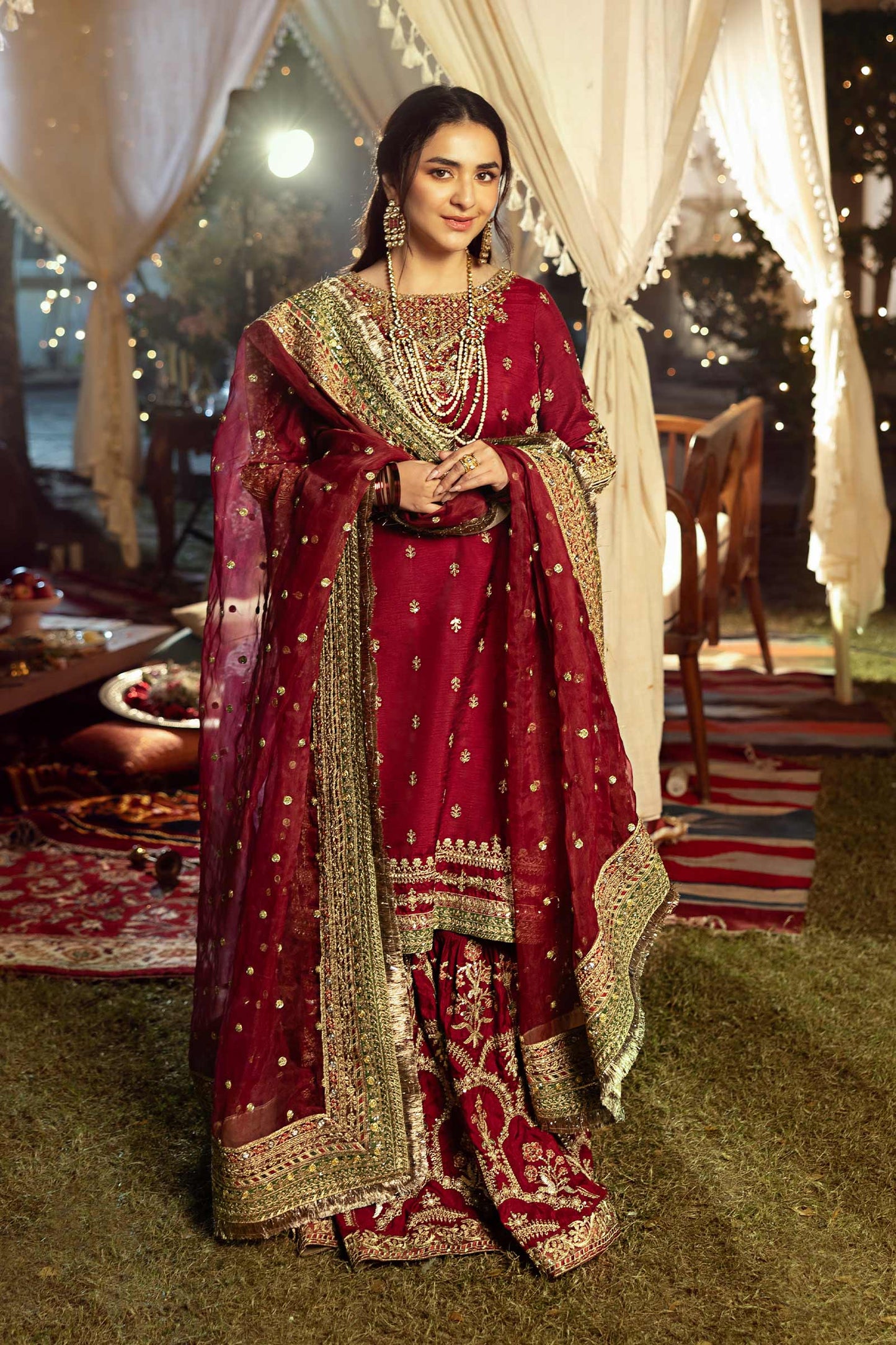 3 Piece Embroidered Raw Silk Suit
