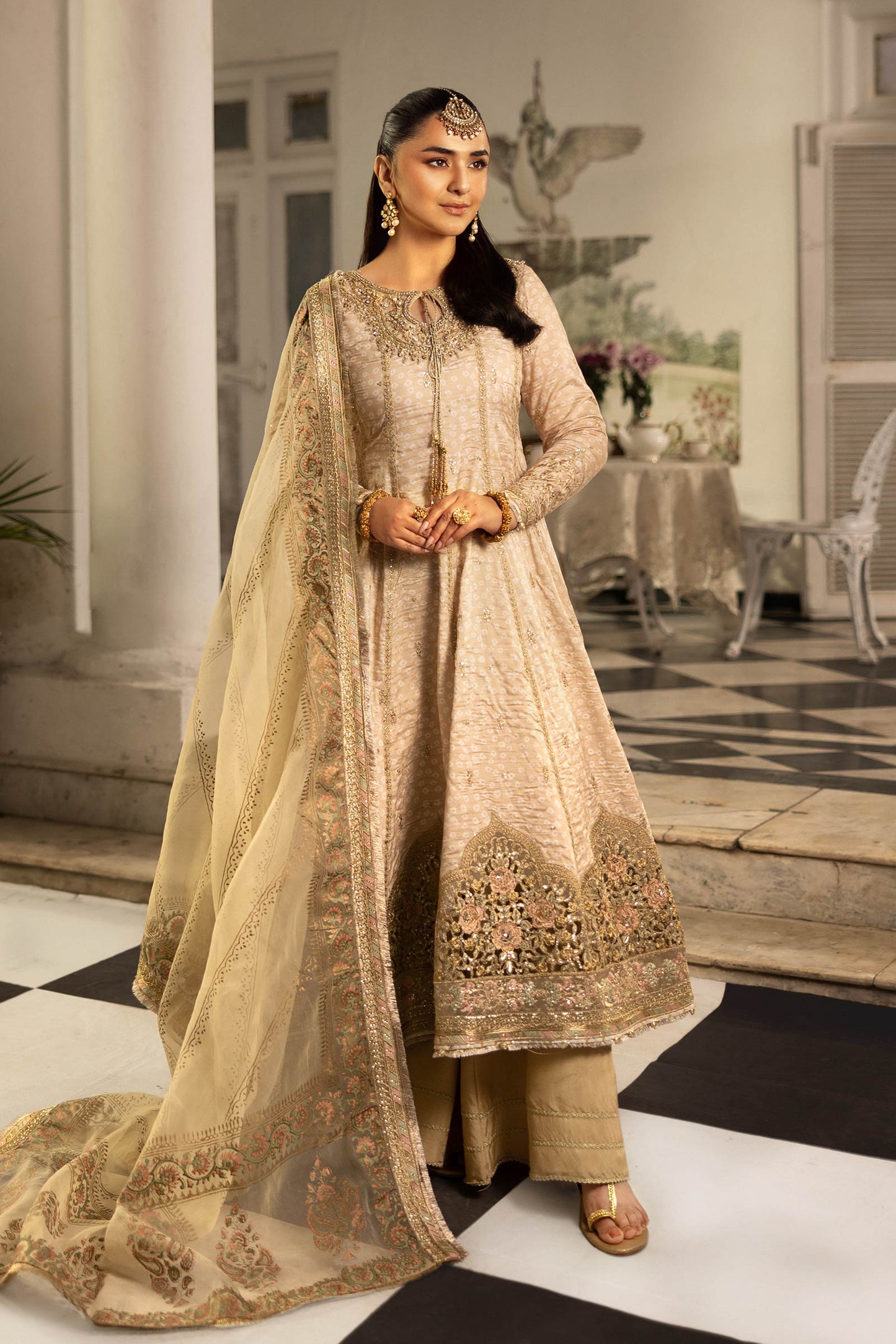 3 Piece Embroidered Raw Silk Suit