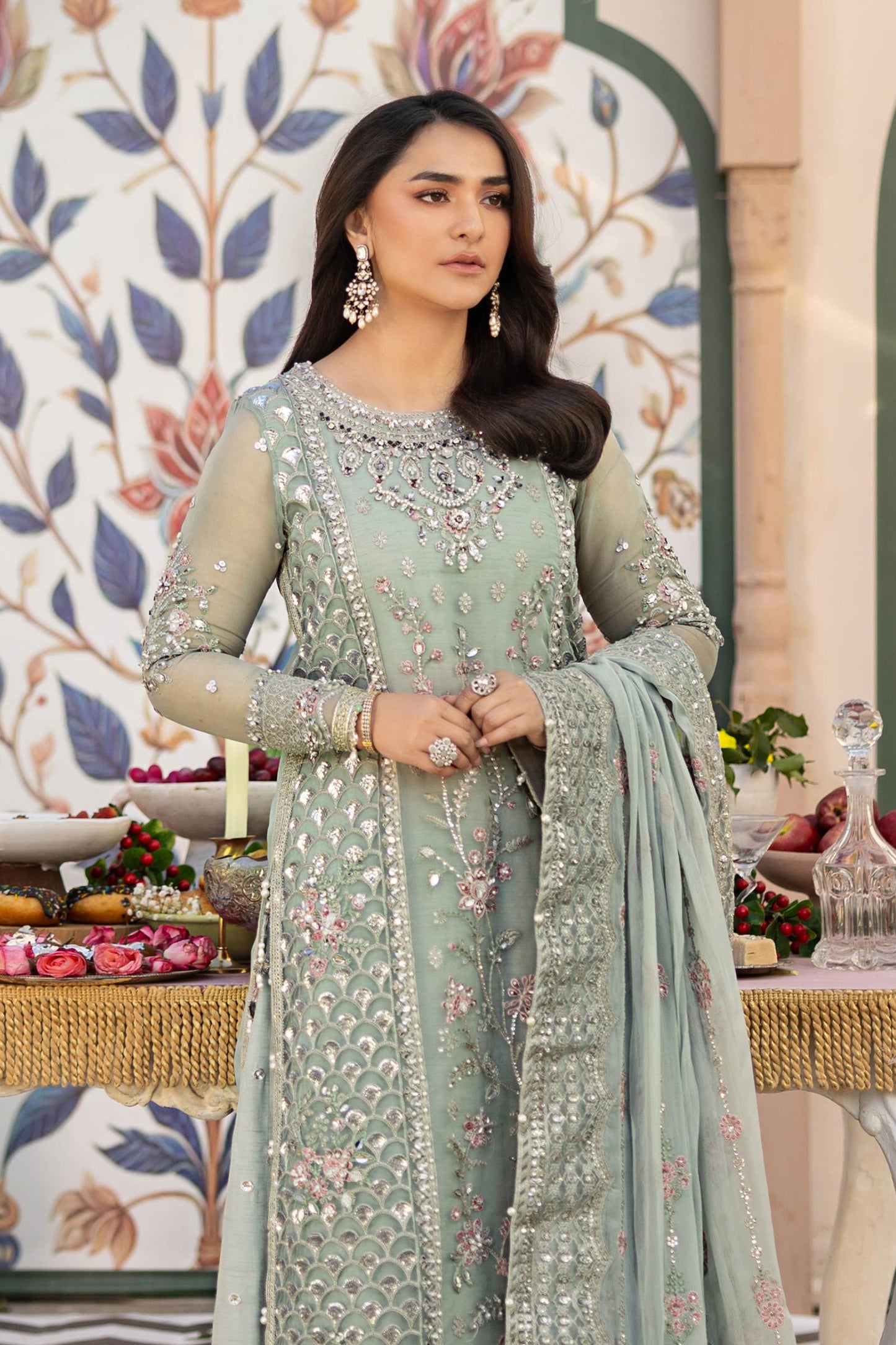 3 Piece Embroidered Raw Silk Suit