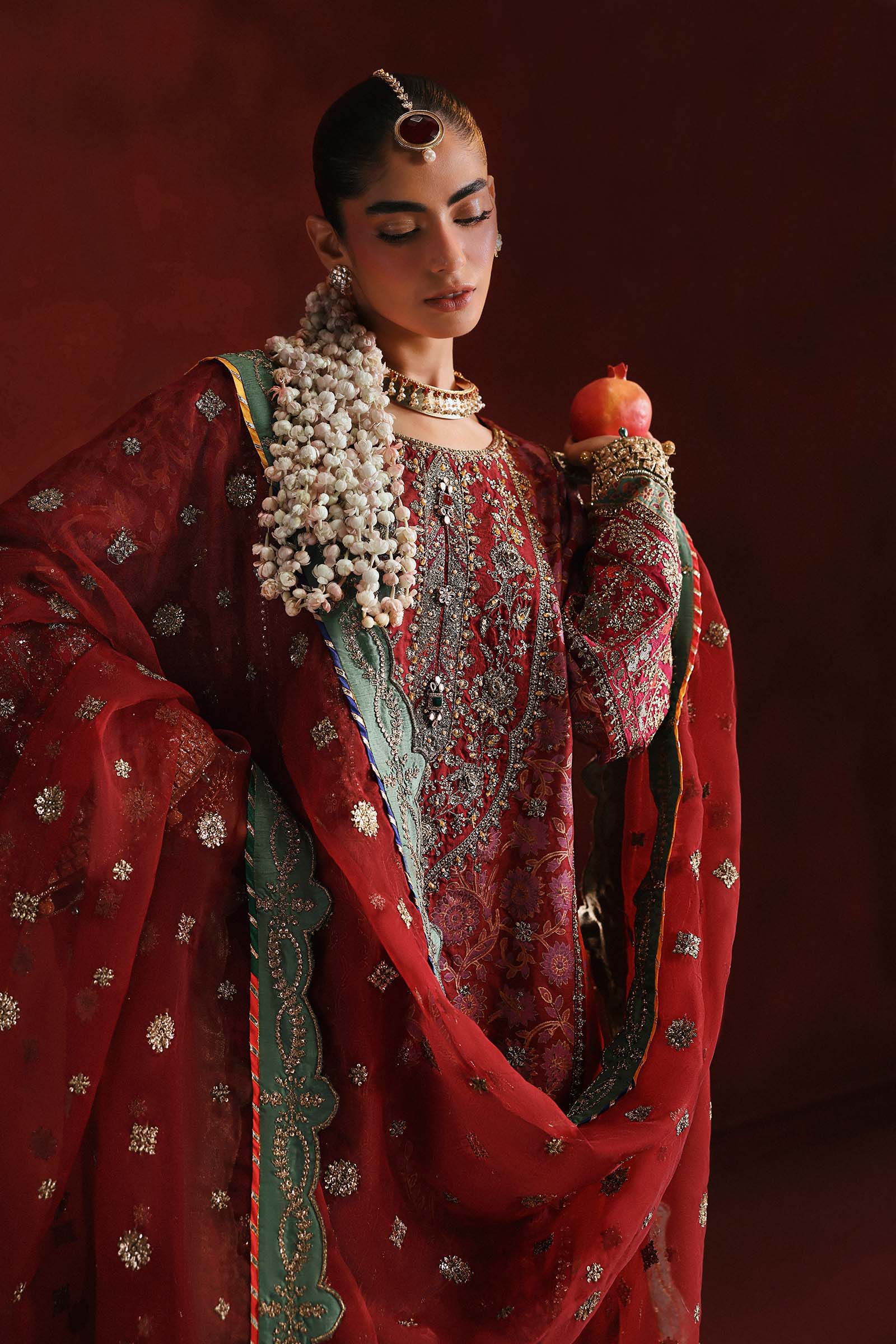 3 Piece Embroidered Raw Silk Suit