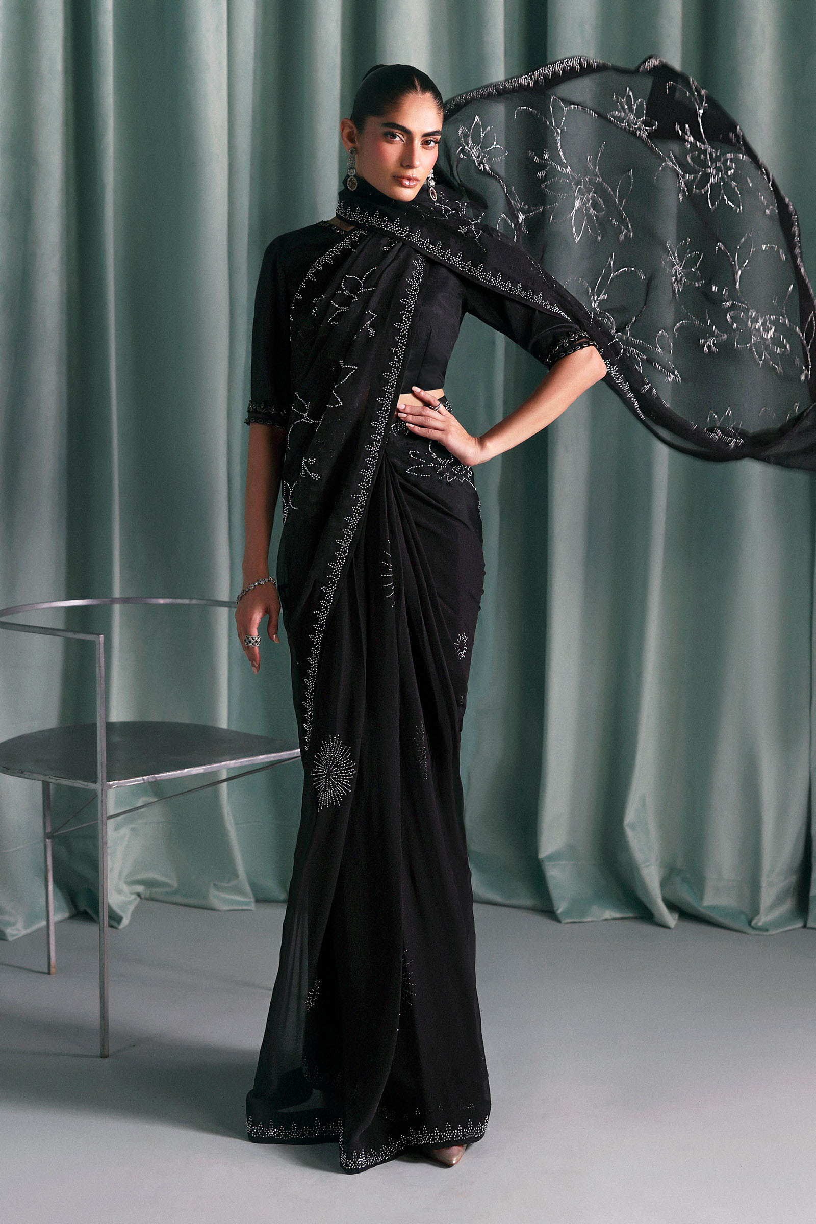 Embellished Chiffon Saree