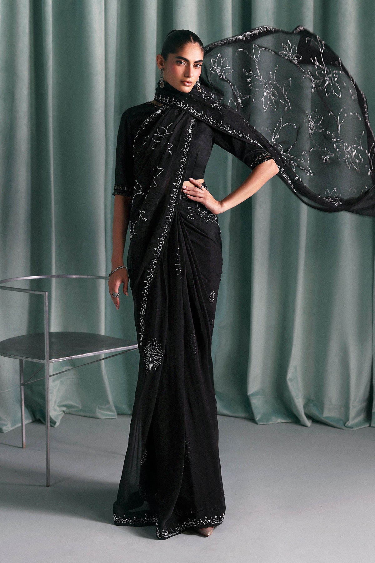 Embellished Chiffon Saree