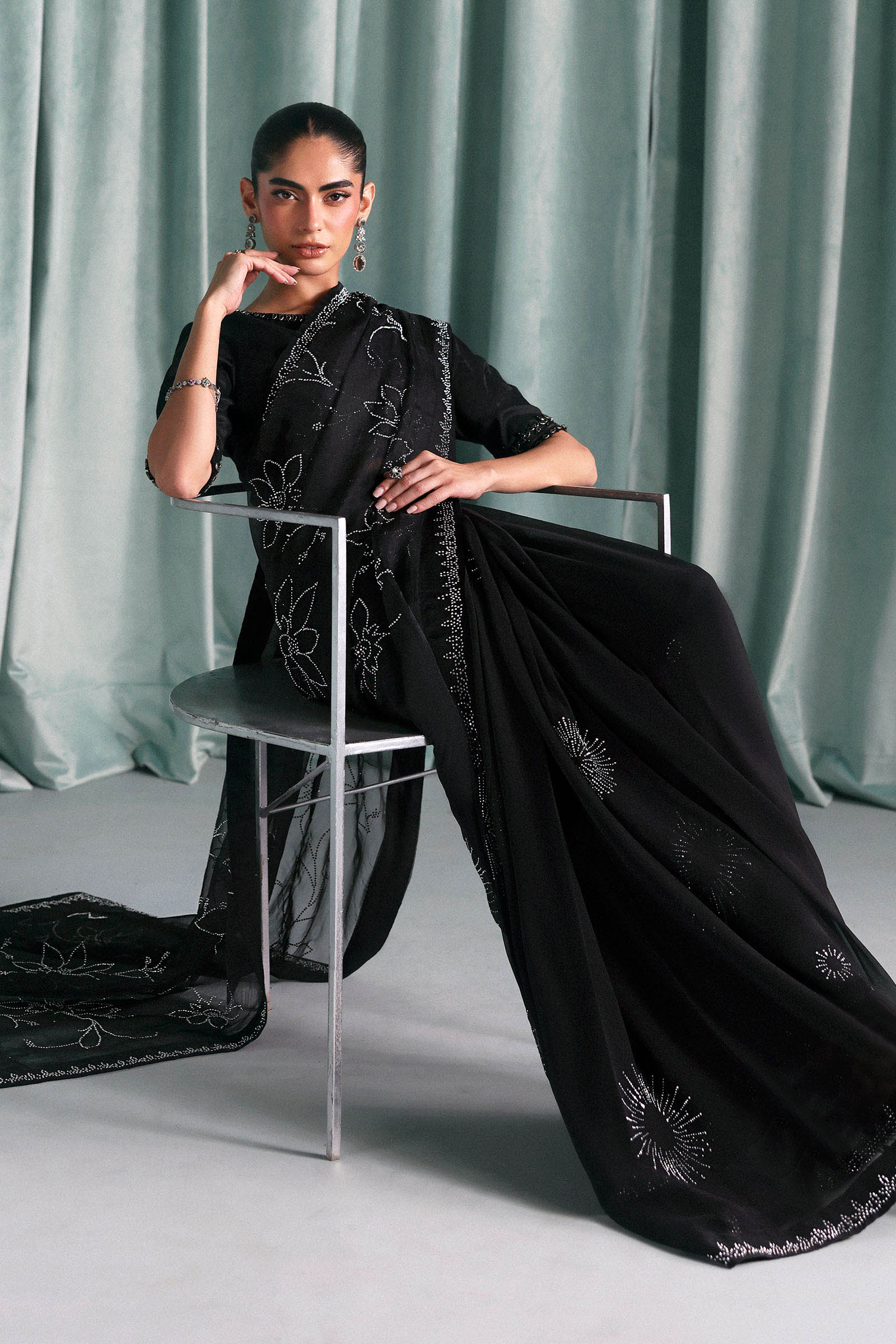 Embellished Chiffon Saree