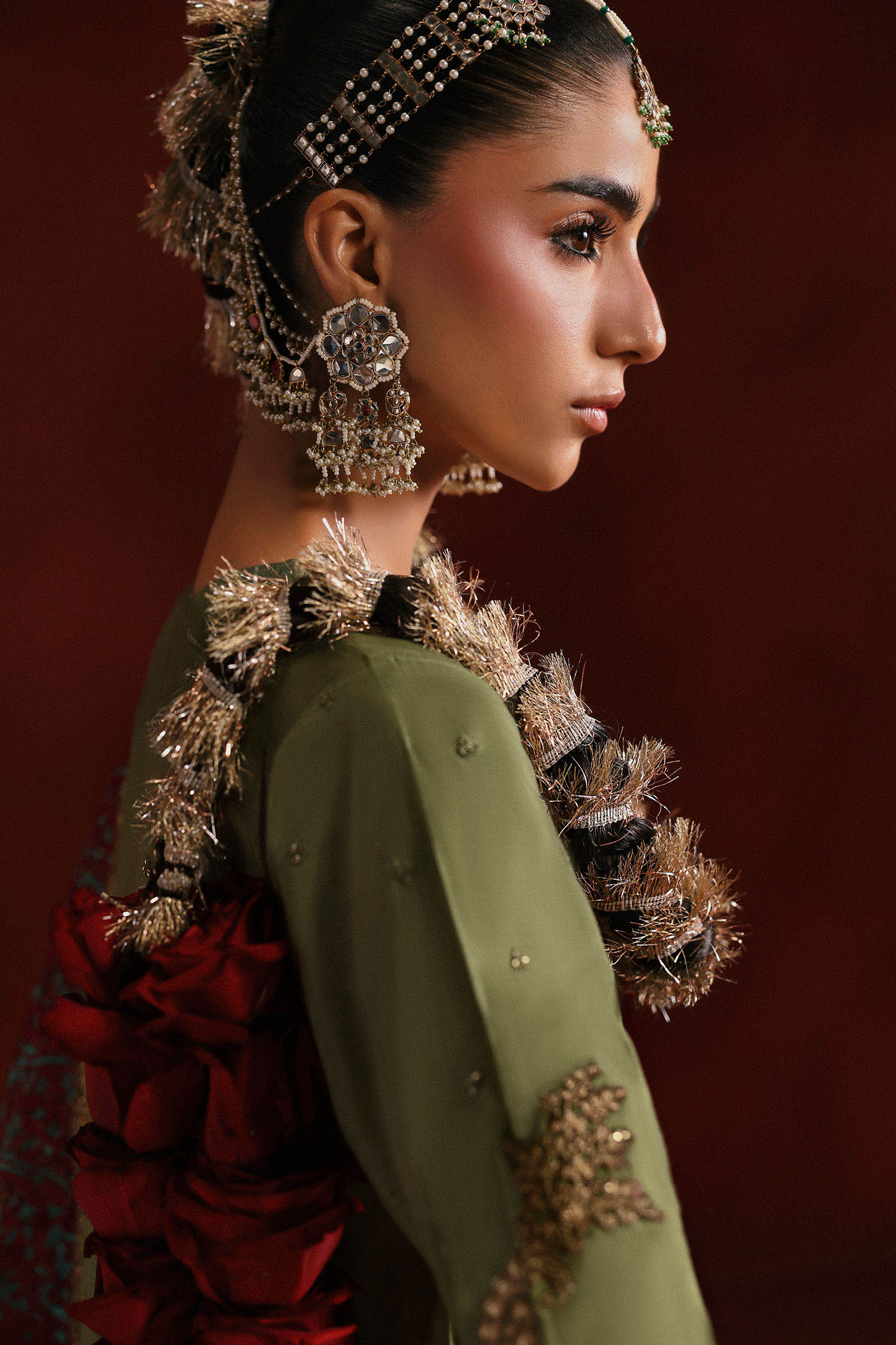 3 Piece Embroidered Raw Silk Suit