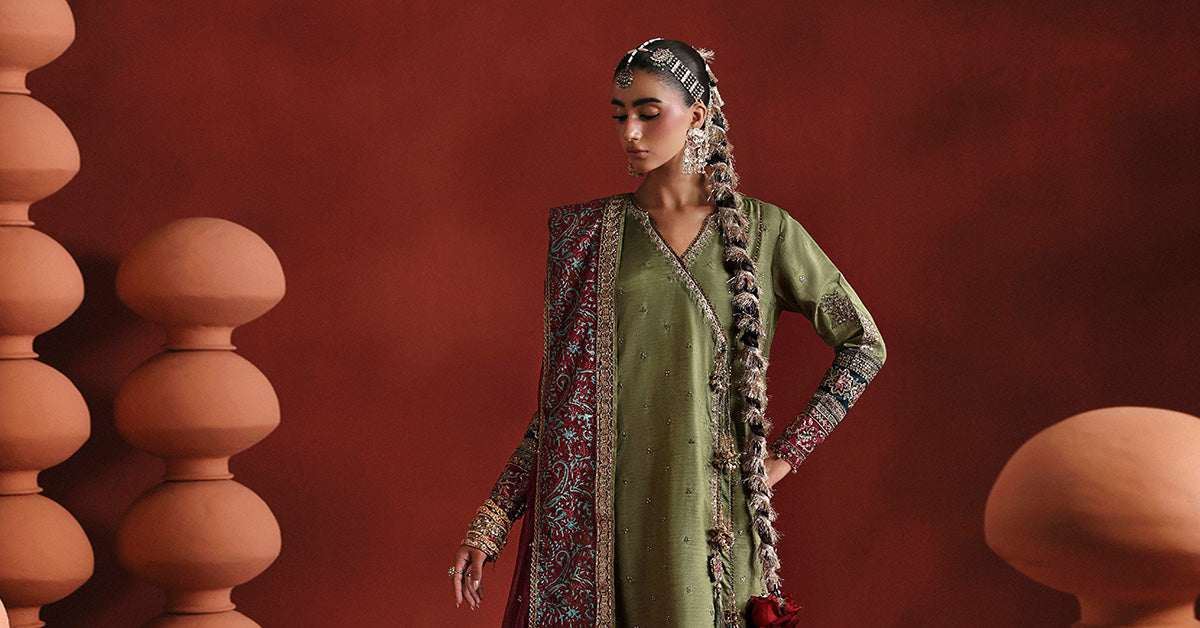 3 Piece Embroidered Raw Silk Suit