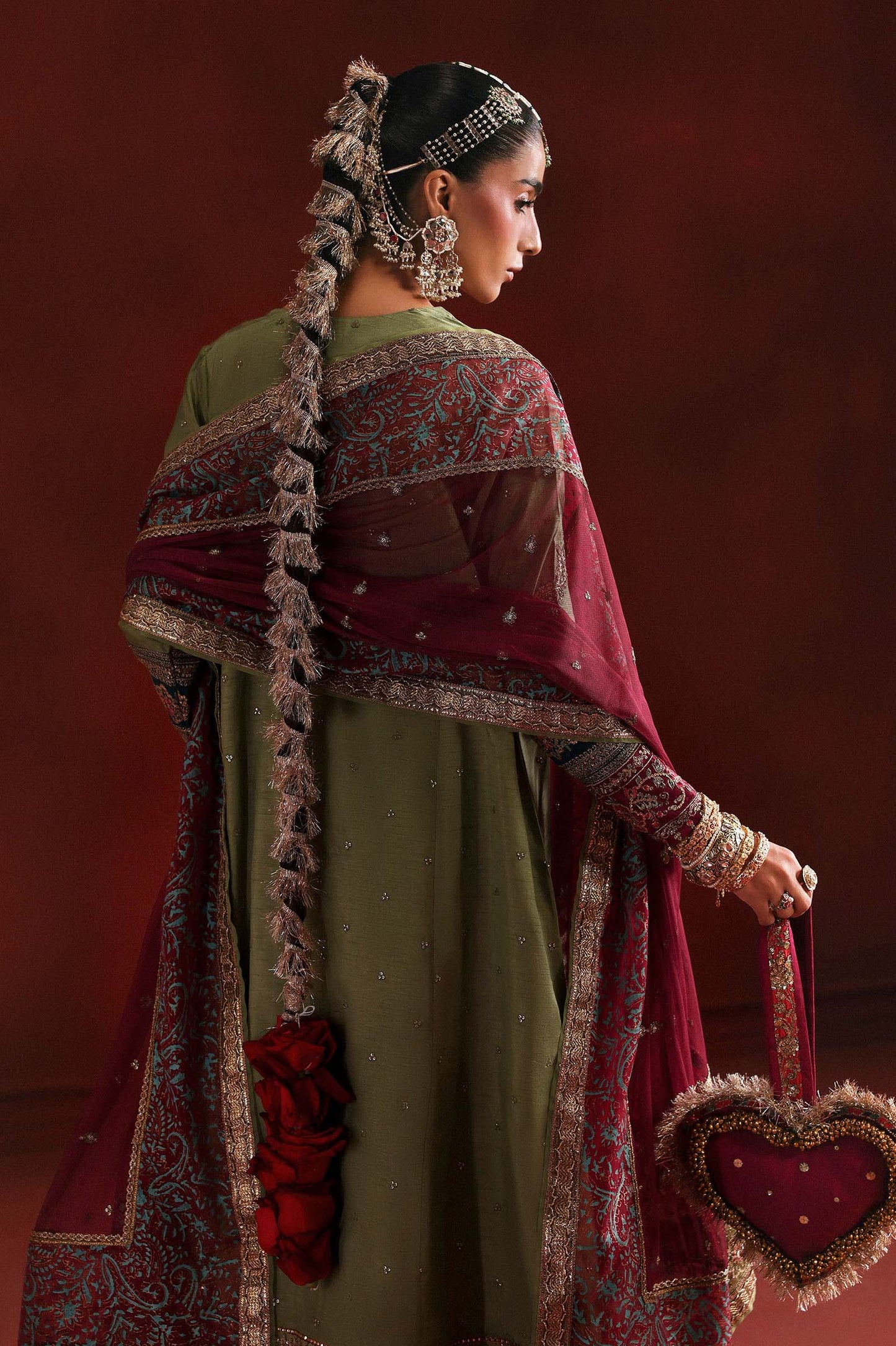 3 Piece Embroidered Raw Silk Suit