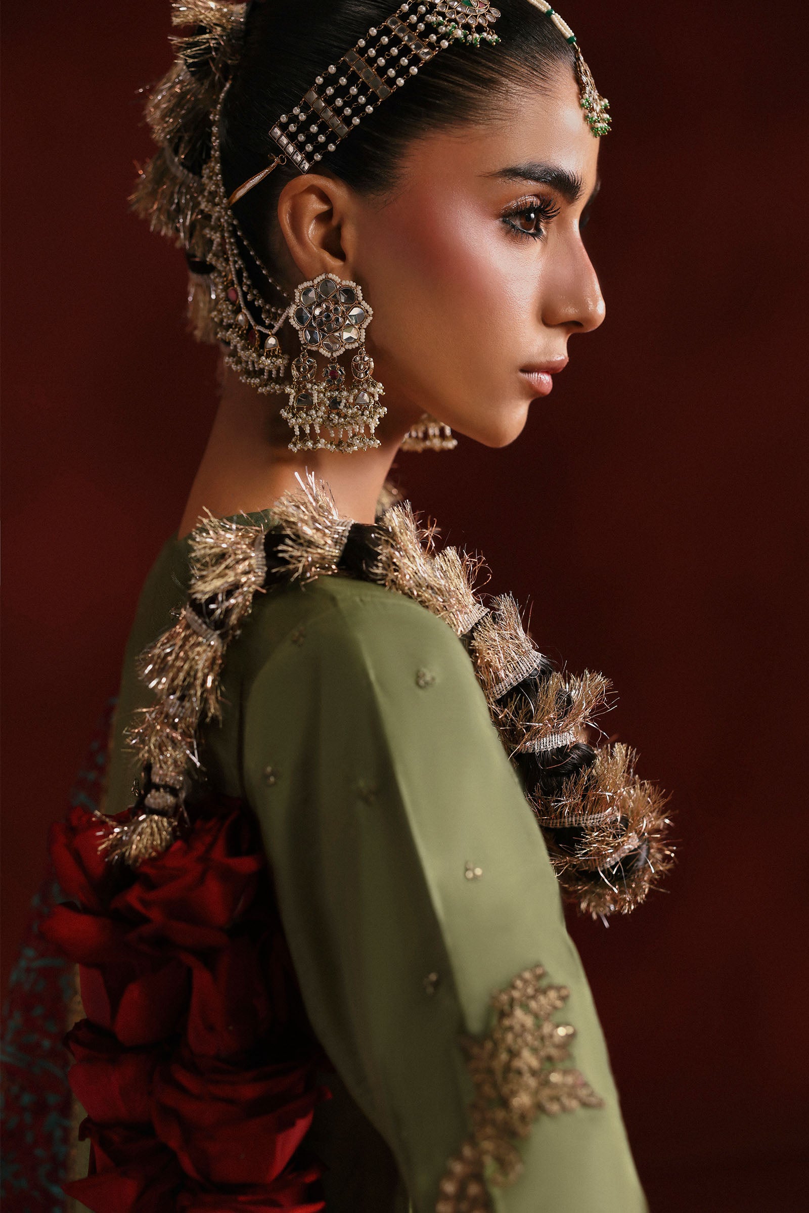 3 Piece Embroidered Raw Silk Suit