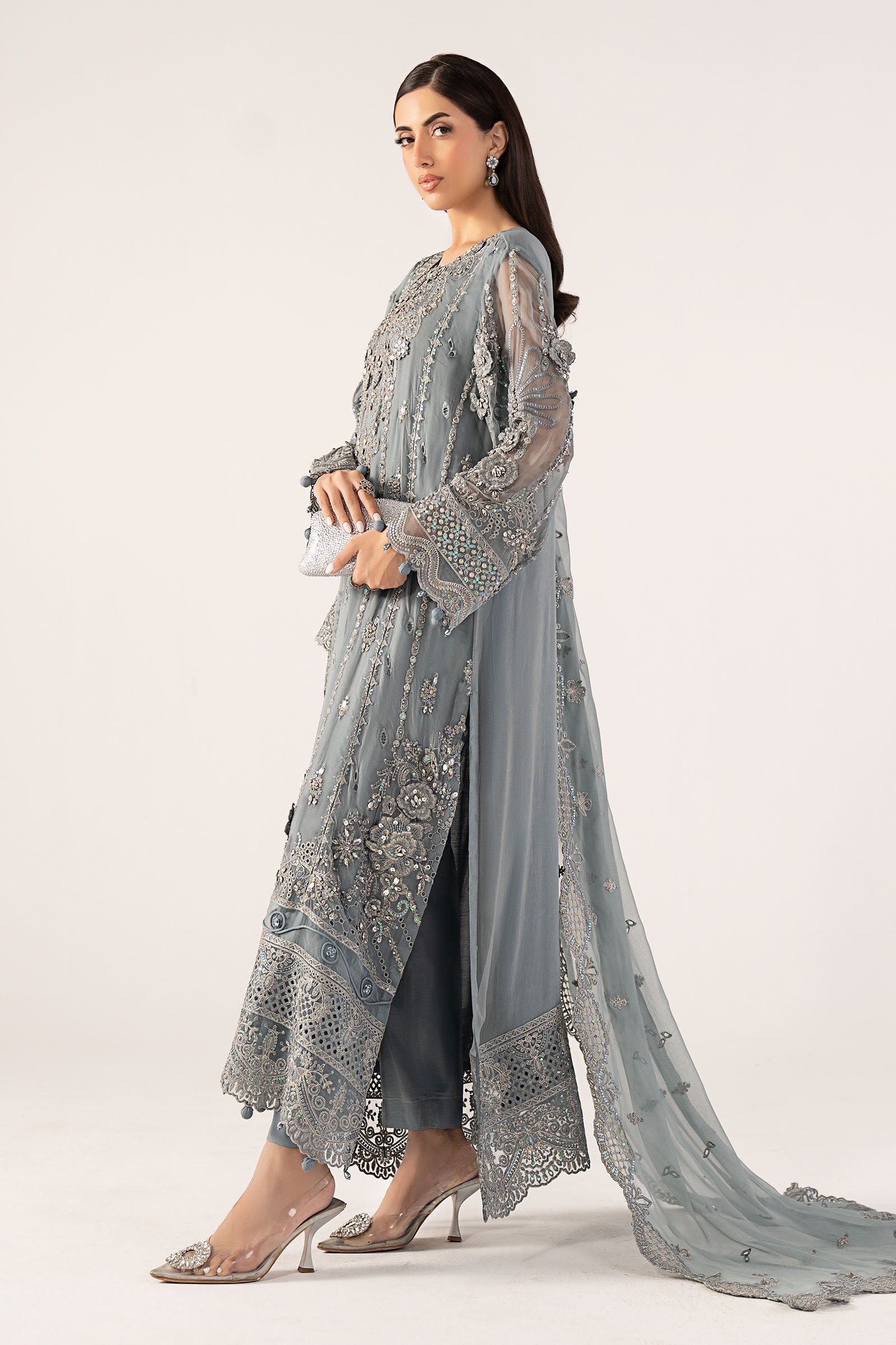 3 Piece Embroidered Chiffon Suit