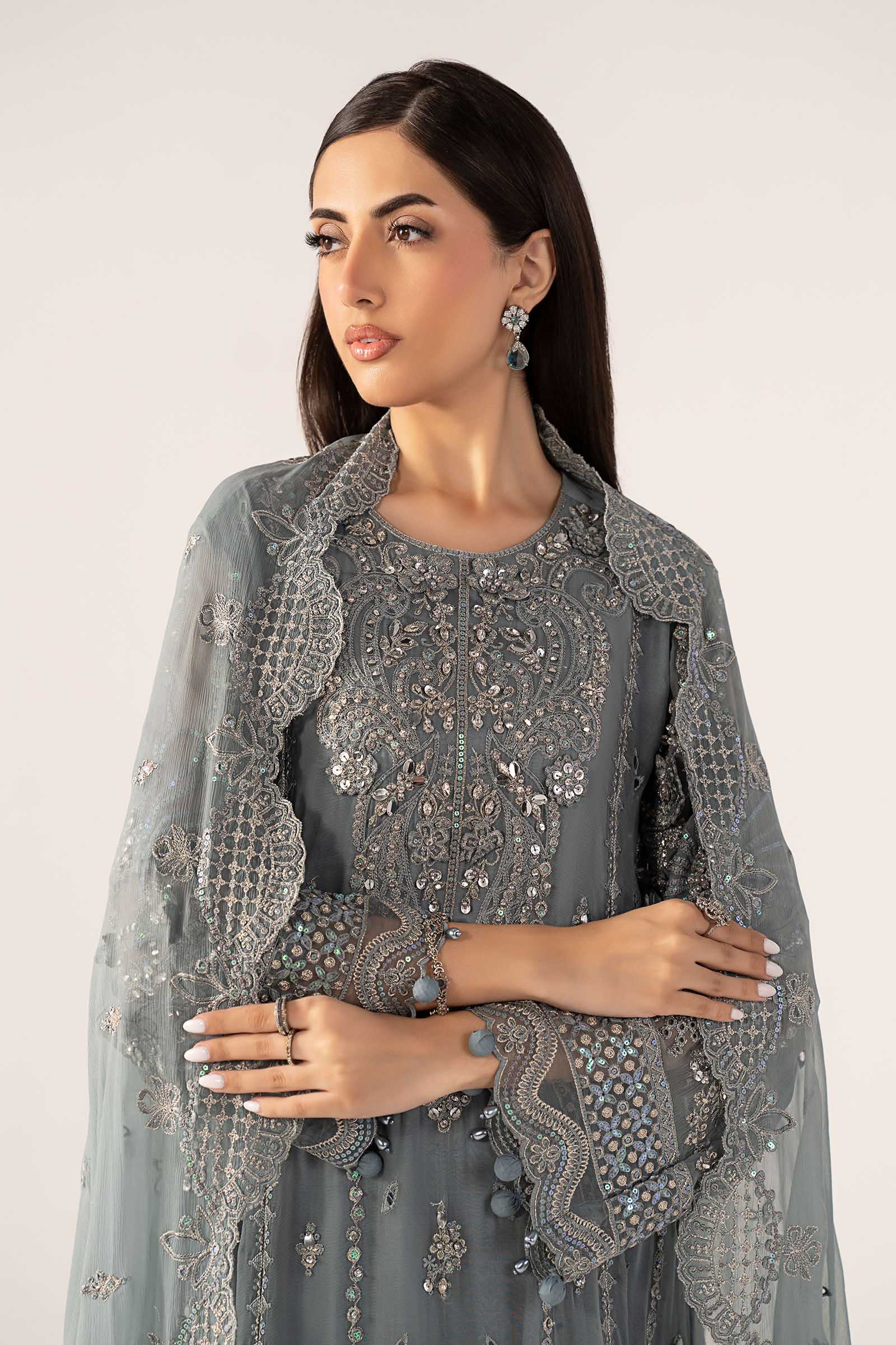 3 Piece Embroidered Chiffon Suit