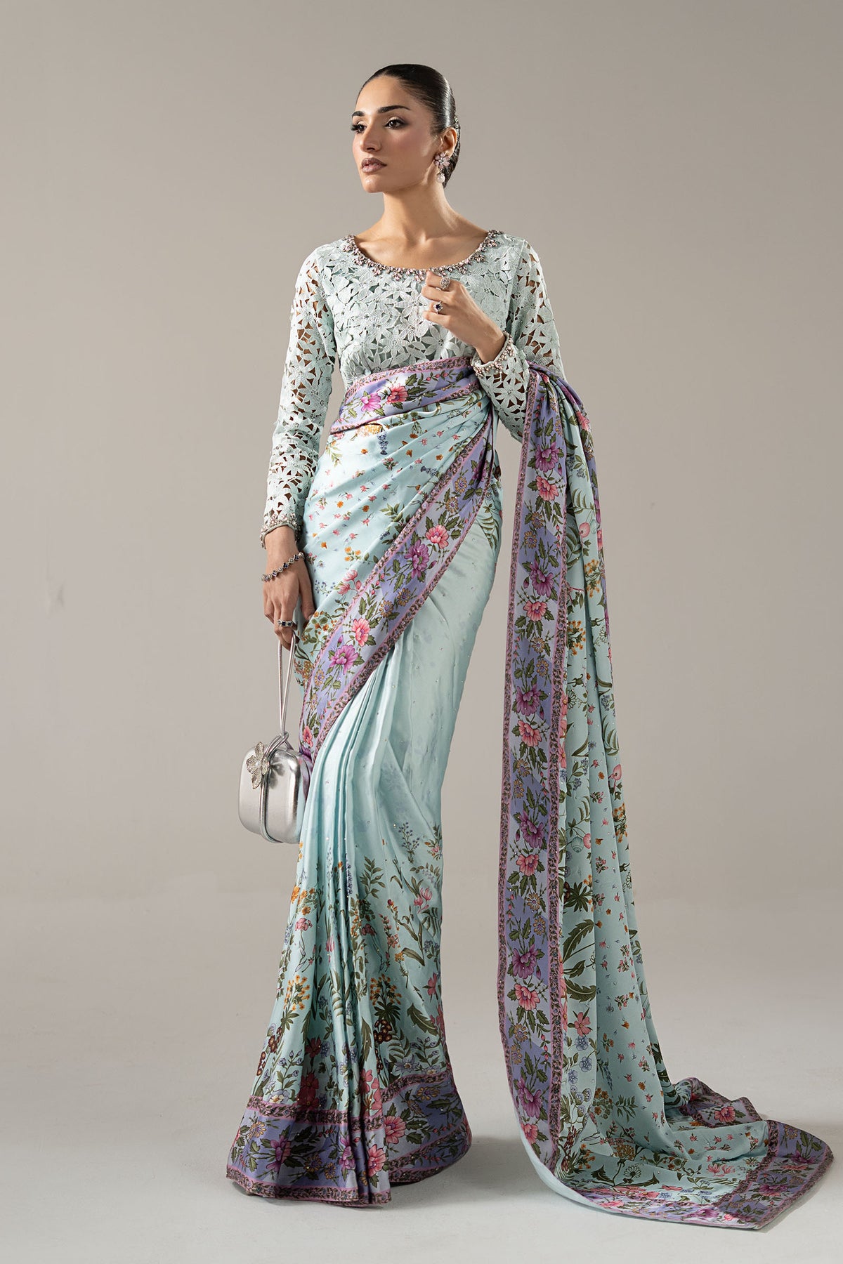 Embellished Charmeuse Saree