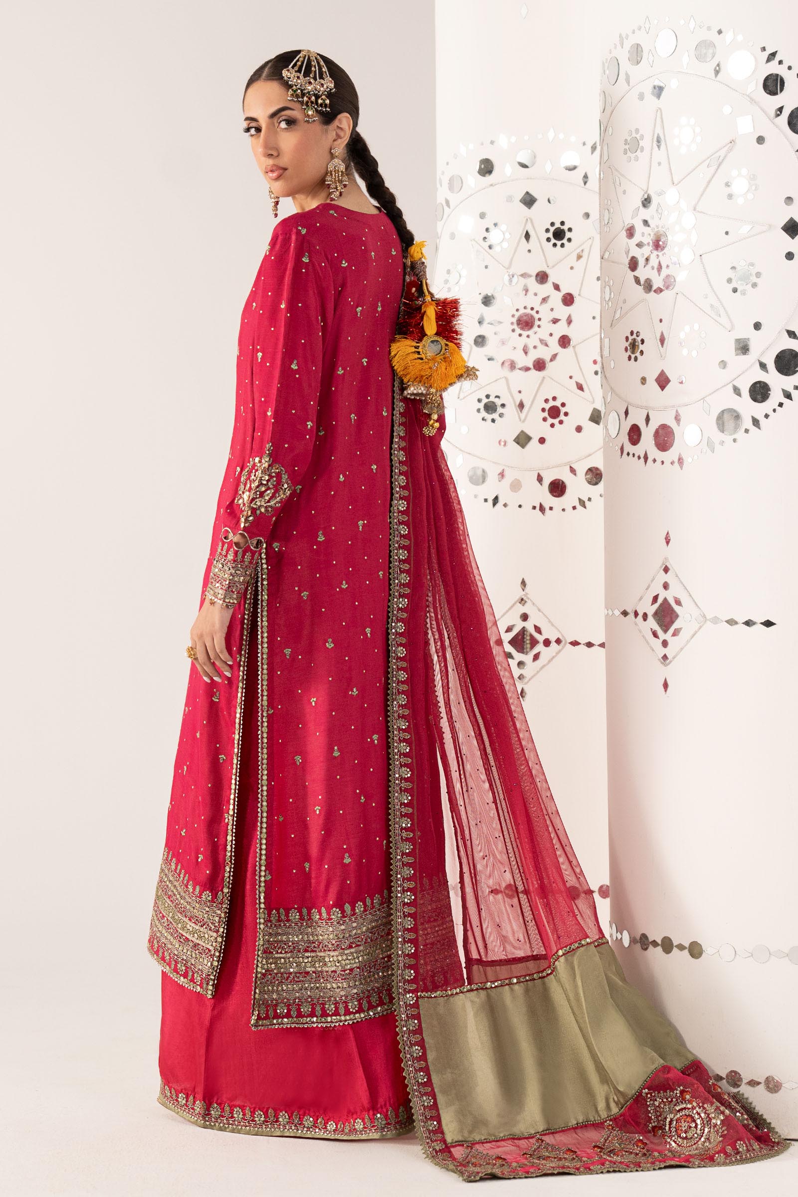 3 Piece Embroidered Raw Silk Suit