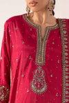 3 Piece Embroidered Raw Silk Suit