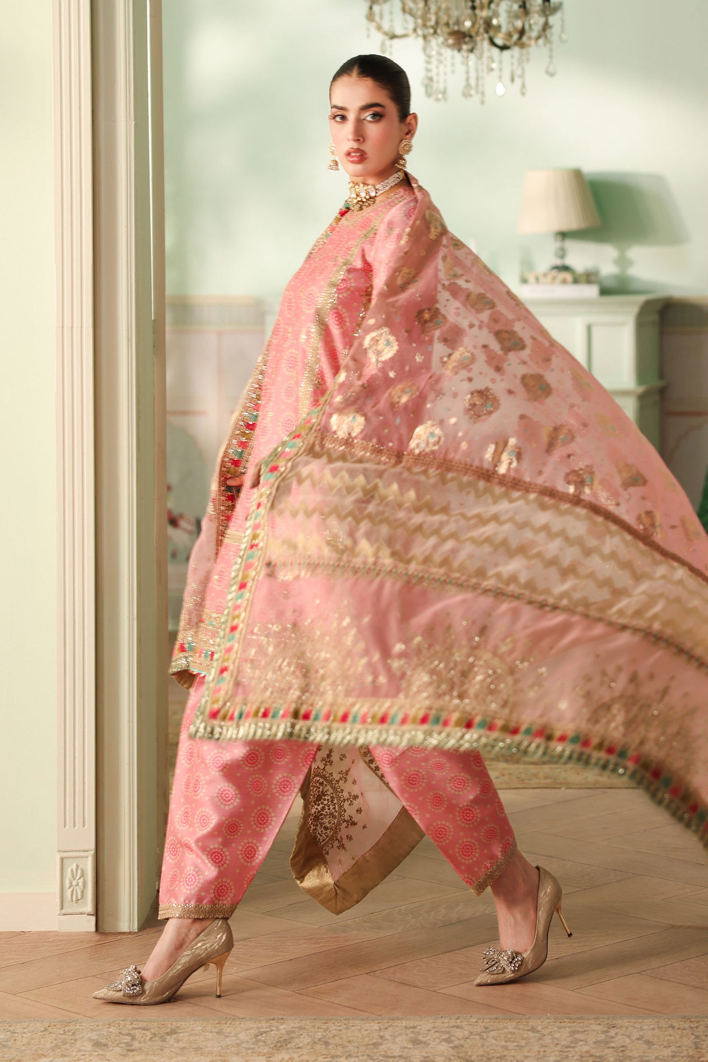 3 Piece Embroidered Raw Silk Suit