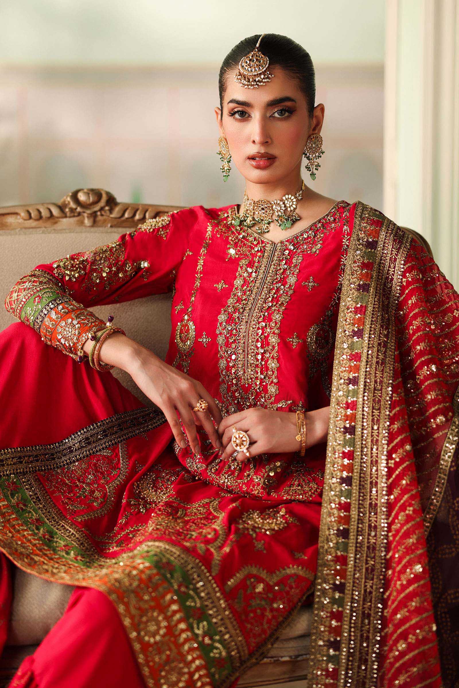 3 Piece Embroidered Bamber Raw Silk Suit