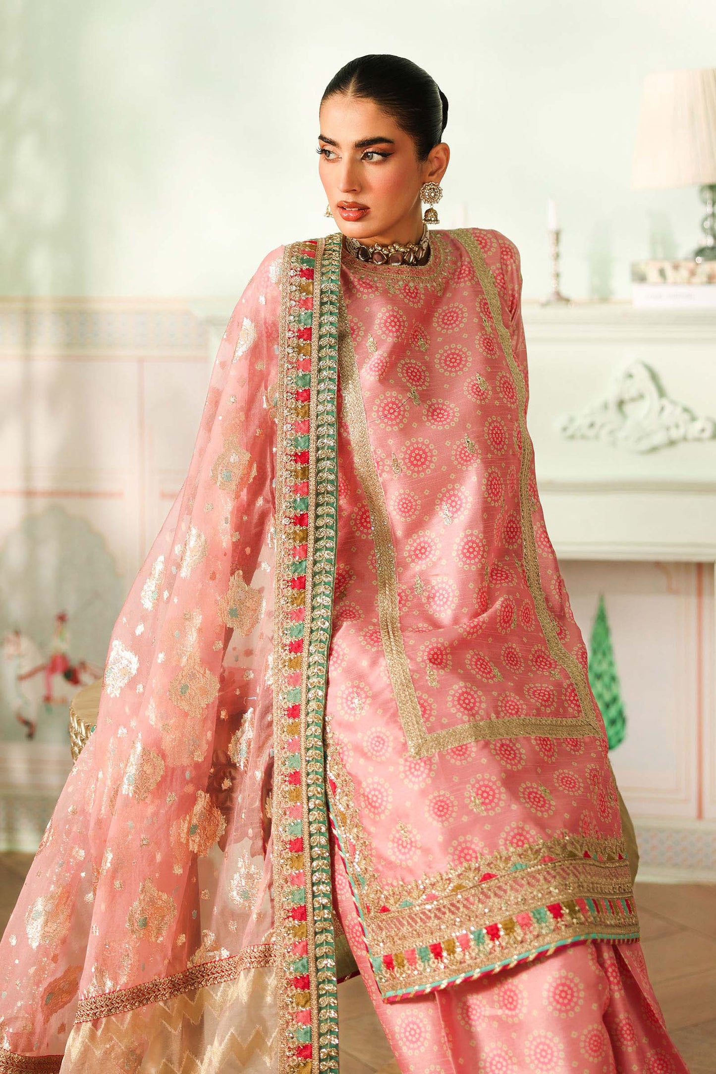 3 Piece Embroidered Raw Silk Suit