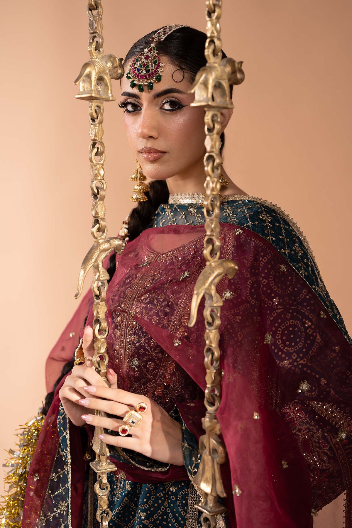 3 Piece Embroidered Raw Silk Suit