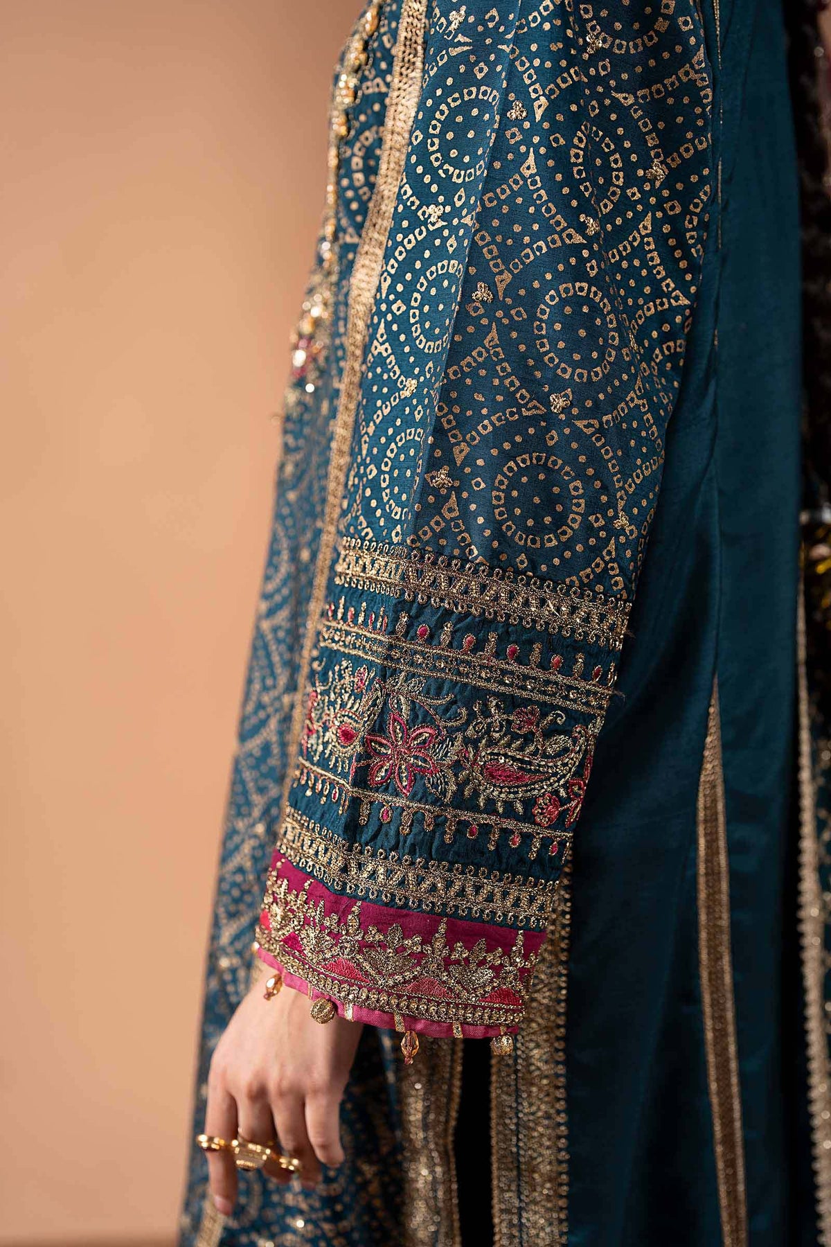 3 Piece Embroidered Raw Silk Suit