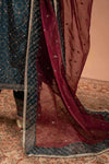 3 Piece Embroidered Raw Silk Suit