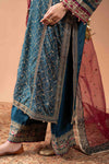 3 Piece Embroidered Raw Silk Suit