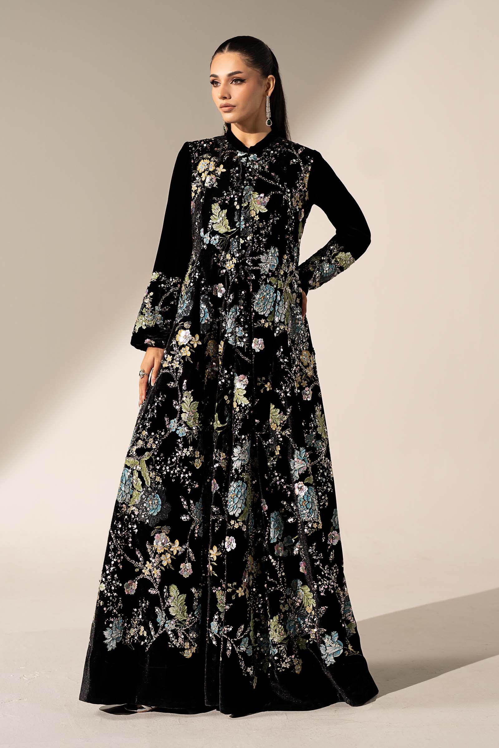 3 Piece Embroidered Velvet Suit
