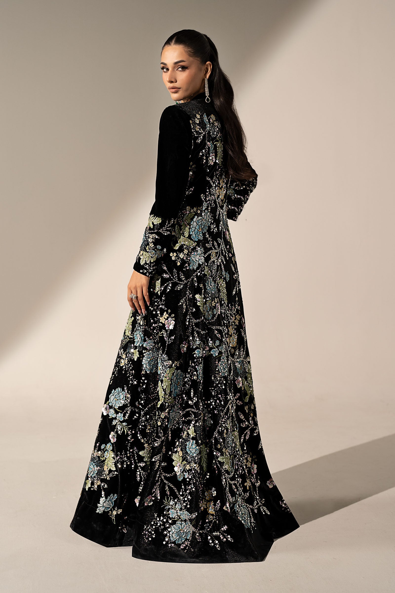 3 Piece Embroidered Velvet Suit