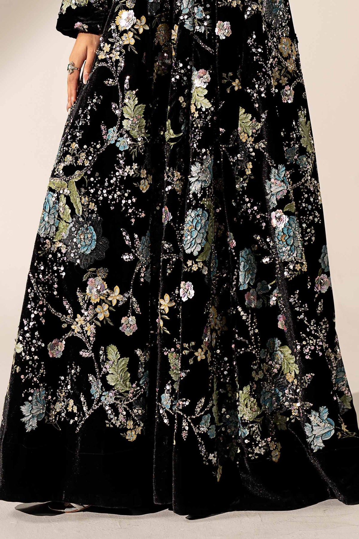 3 Piece Embroidered Velvet Suit