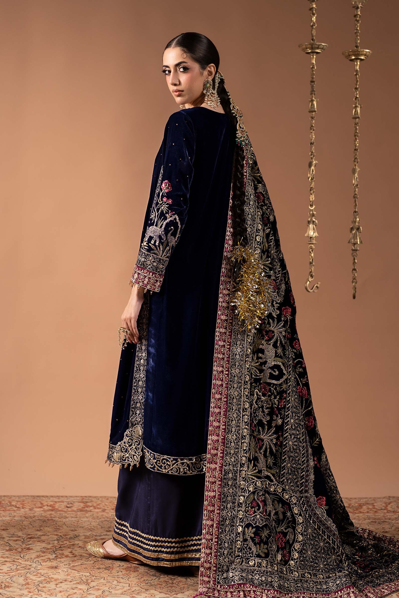 3 Piece Embroidered Velvet Suit