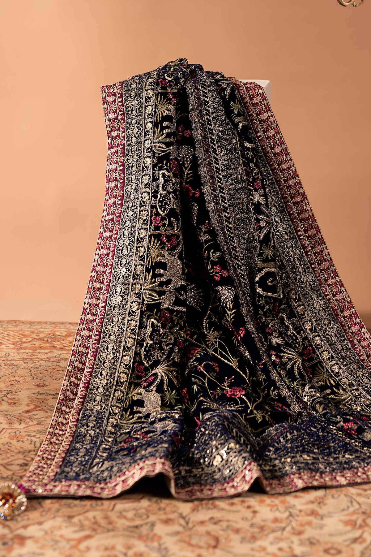 3 Piece Embroidered Velvet Suit