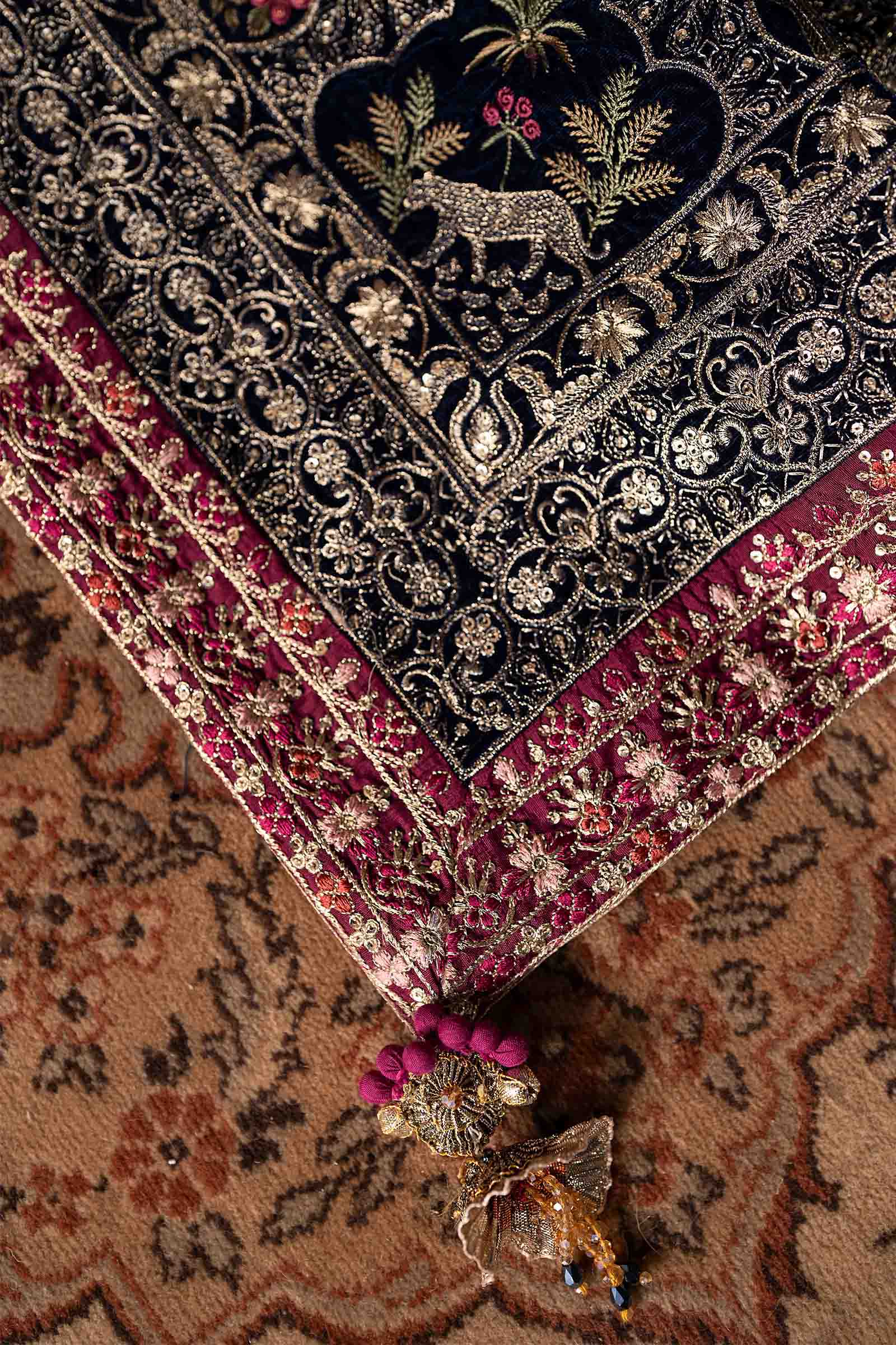 3 Piece Embroidered Velvet Suit
