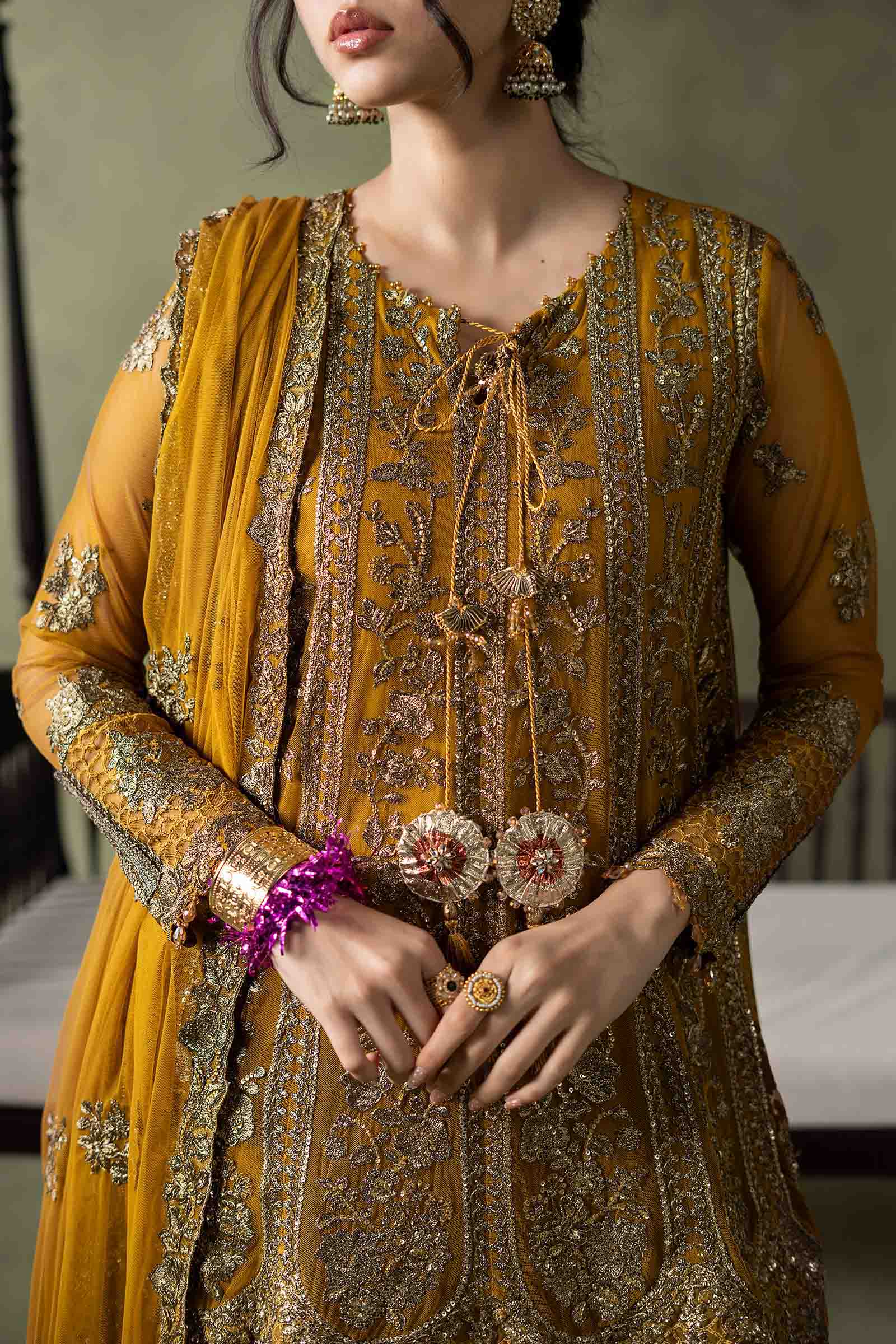 3 Piece Embroidered Net Suit