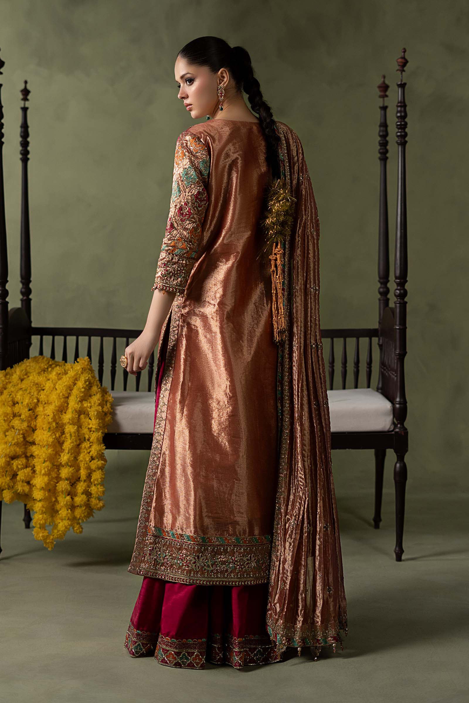 3 Piece Embroidered Zari Tissue Suit