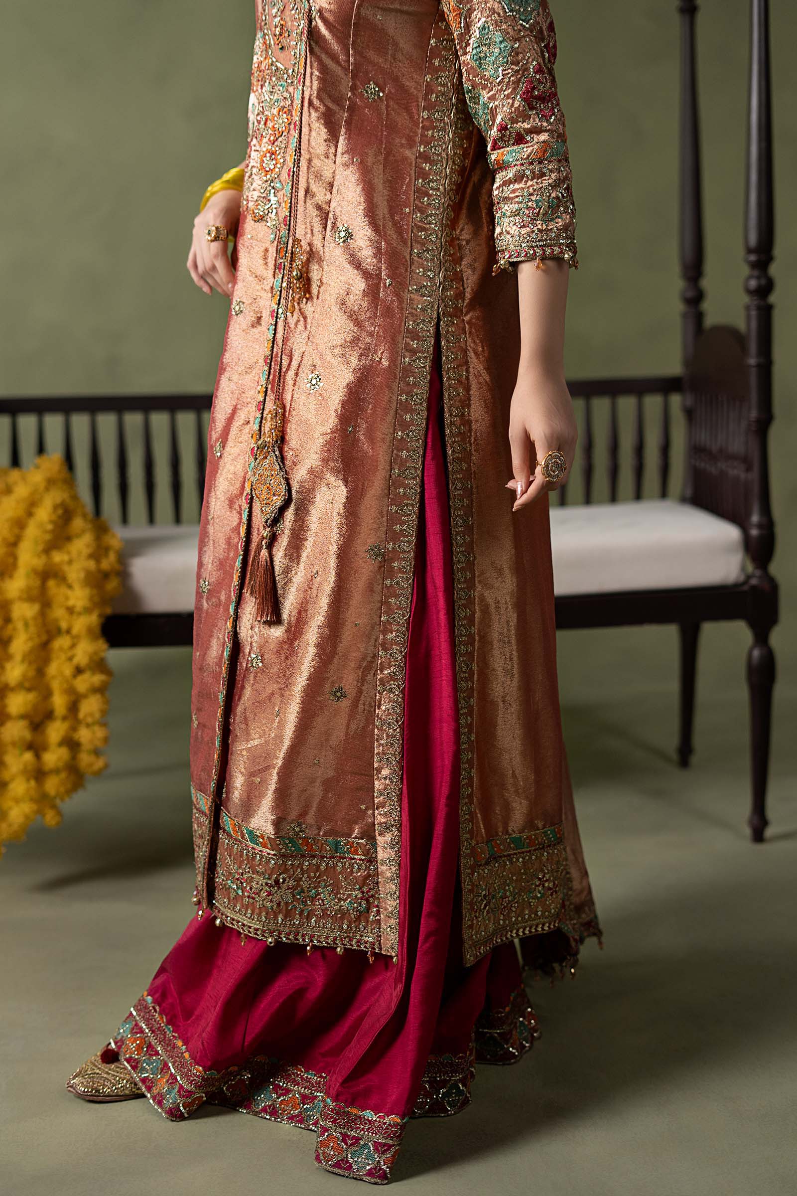 3 Piece Embroidered Zari Tissue Suit
