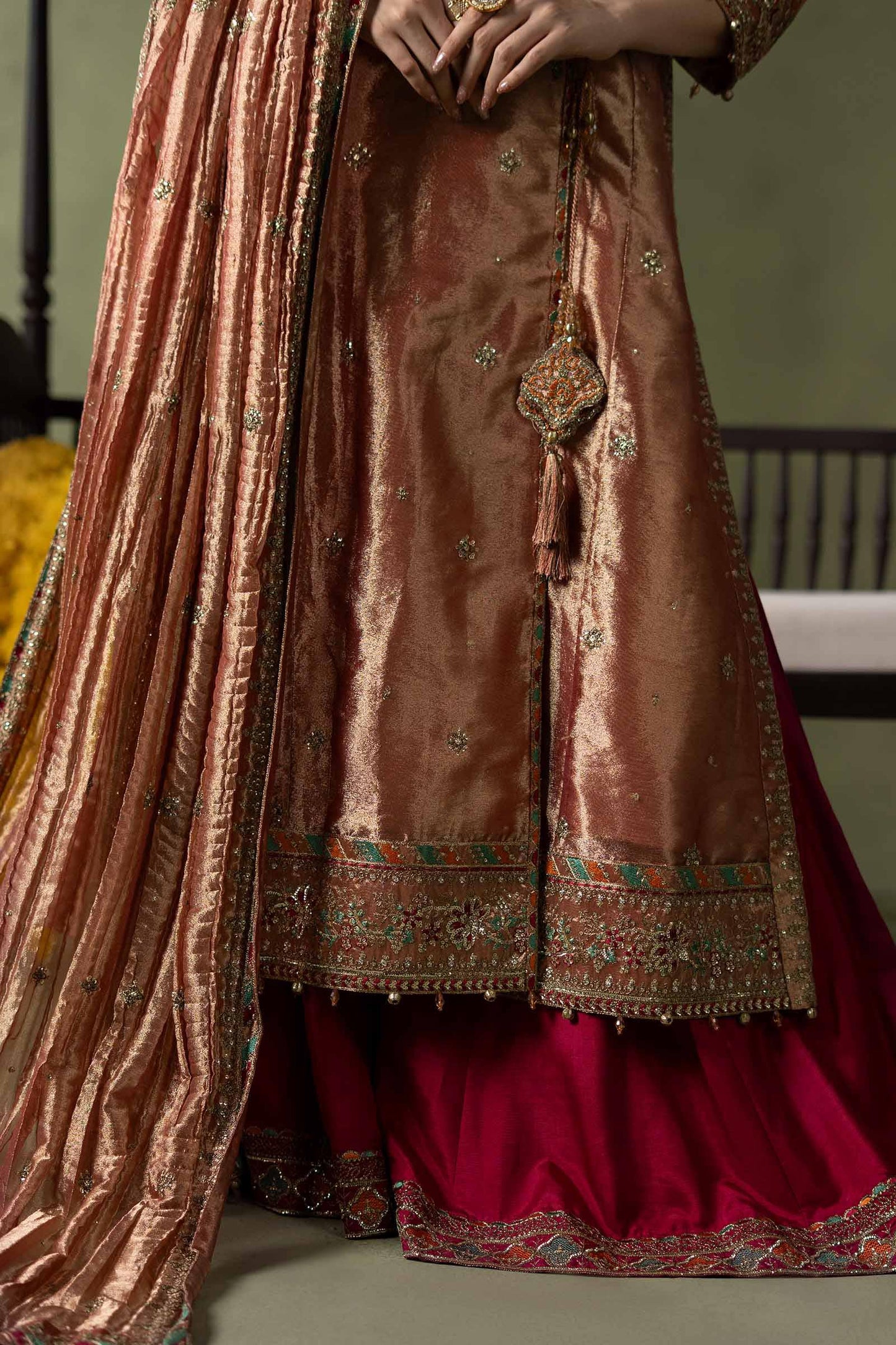 3 Piece Embroidered Zari Tissue Suit