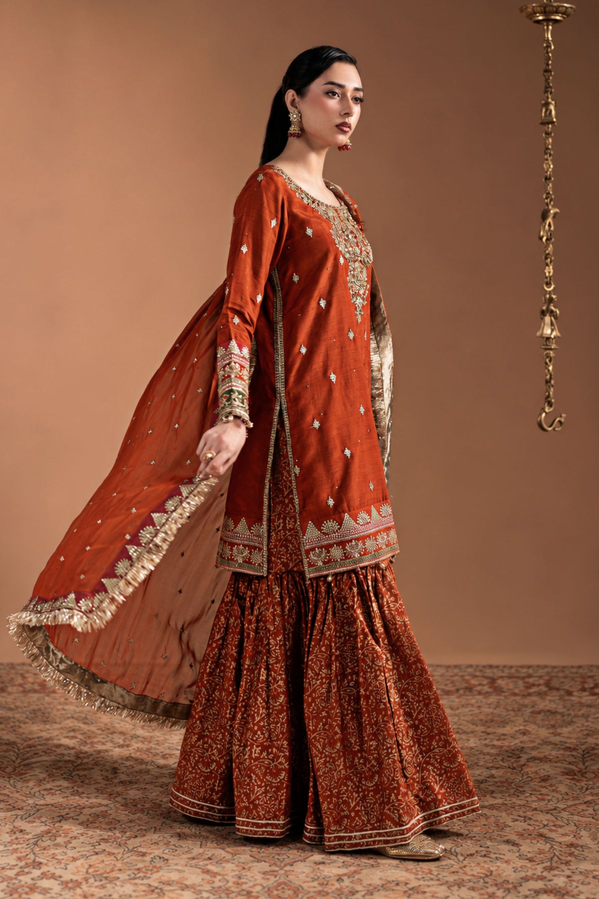 3 Piece Embroidered Bemberg Raw Silk Suit