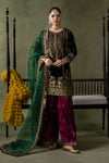 3 Piece Embroidered Velvet Suit